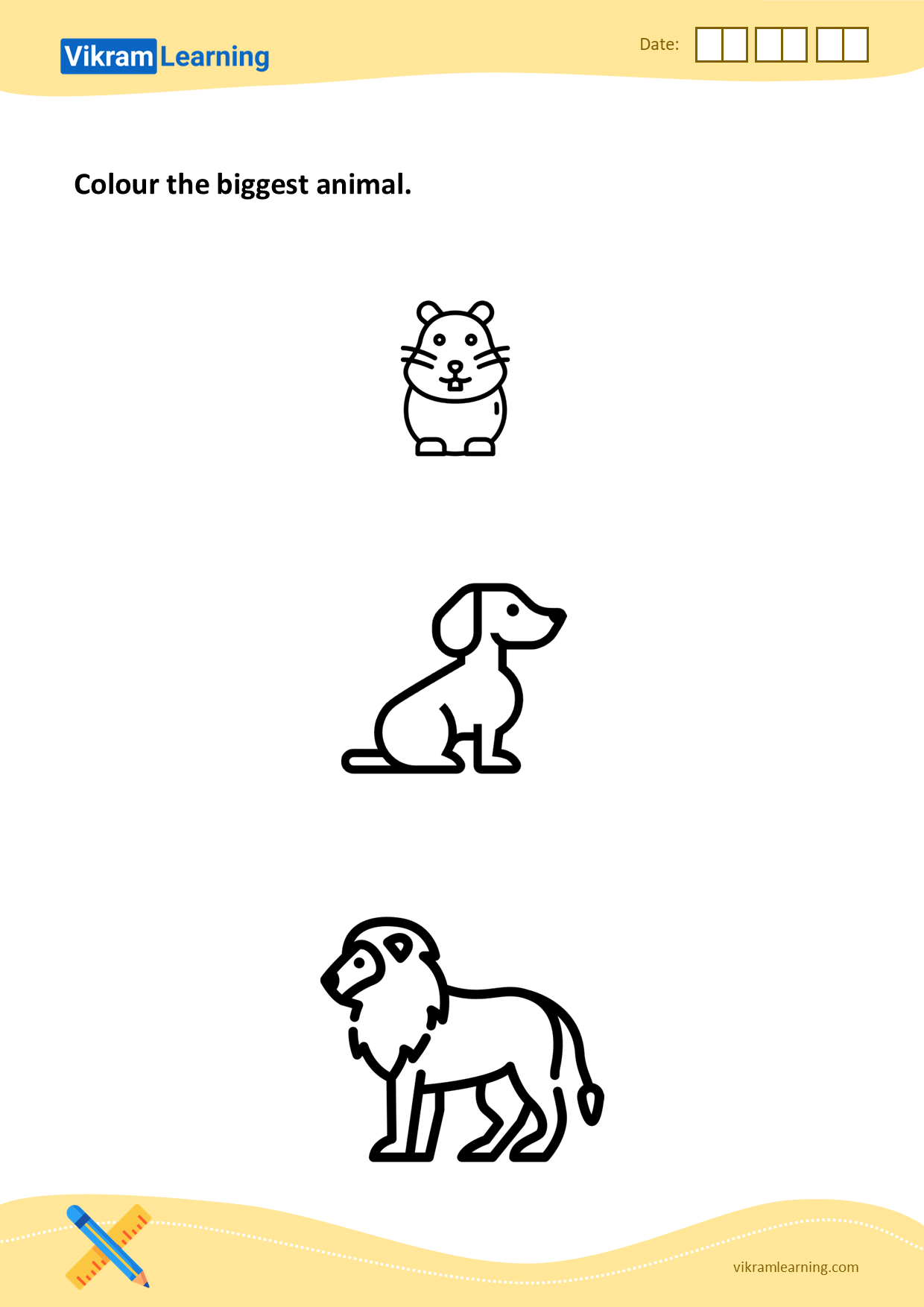Download colour the biggest animal worksheets