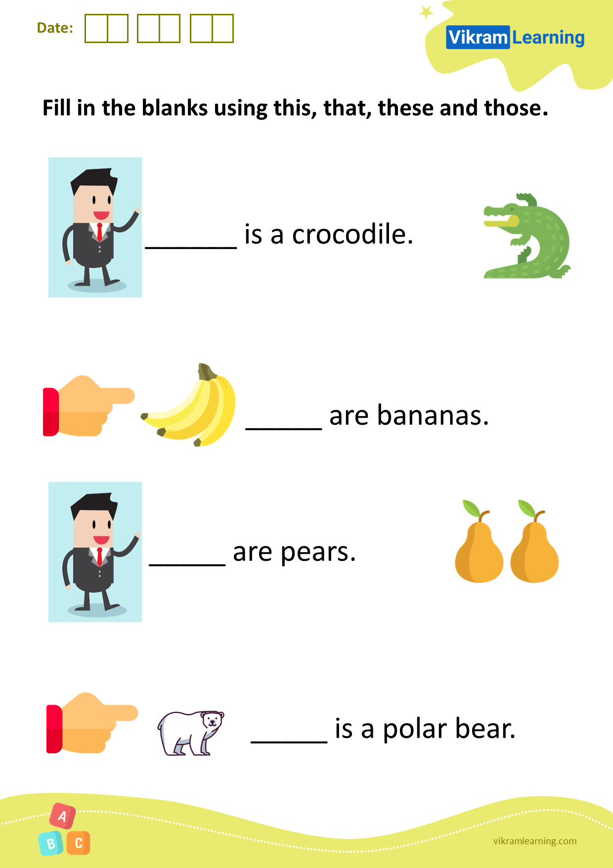 Download Fill In The Blanks Using This That These And Those Worksheets Vikramlearning