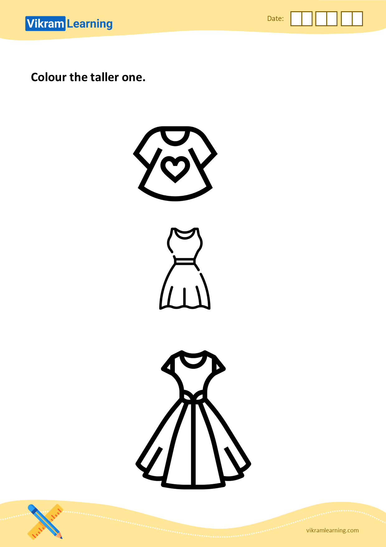 Download colour the taller one - 2 worksheets