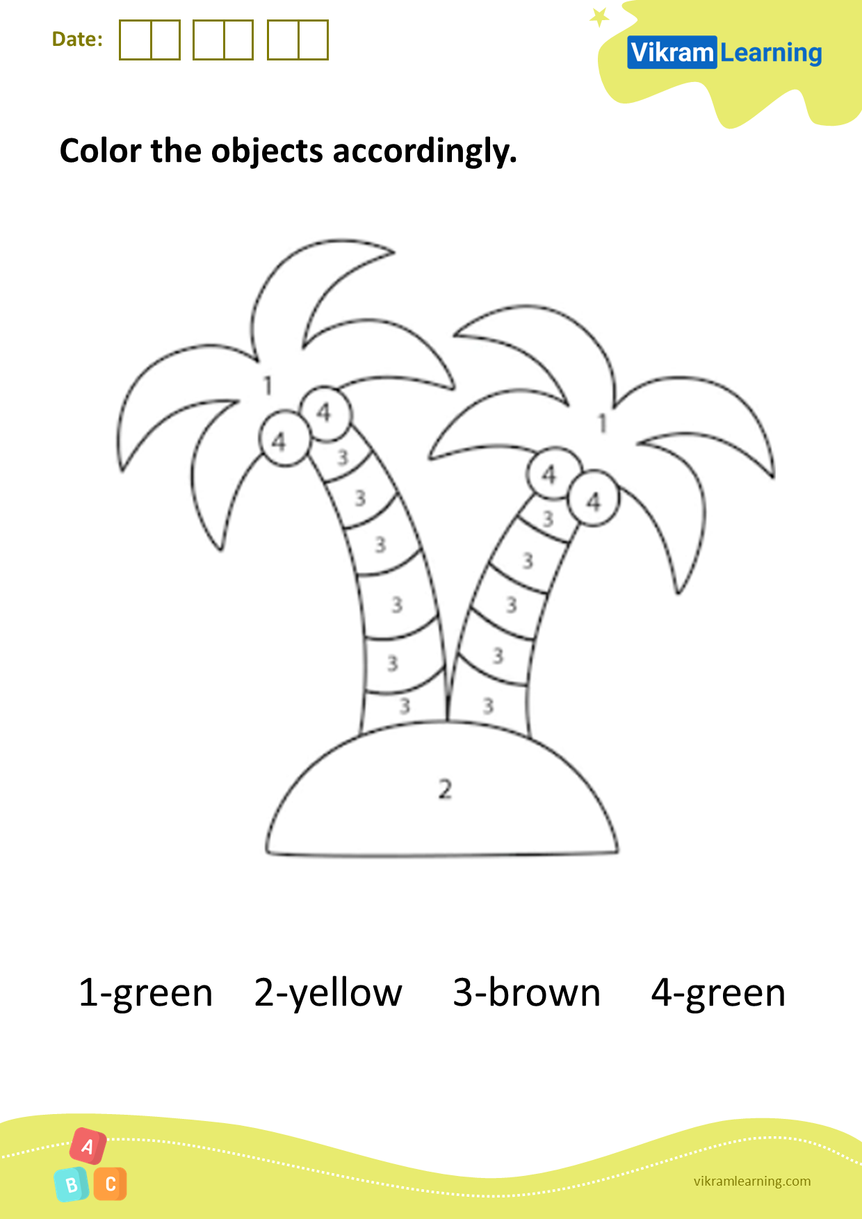 Download color the objects accordingly worksheets