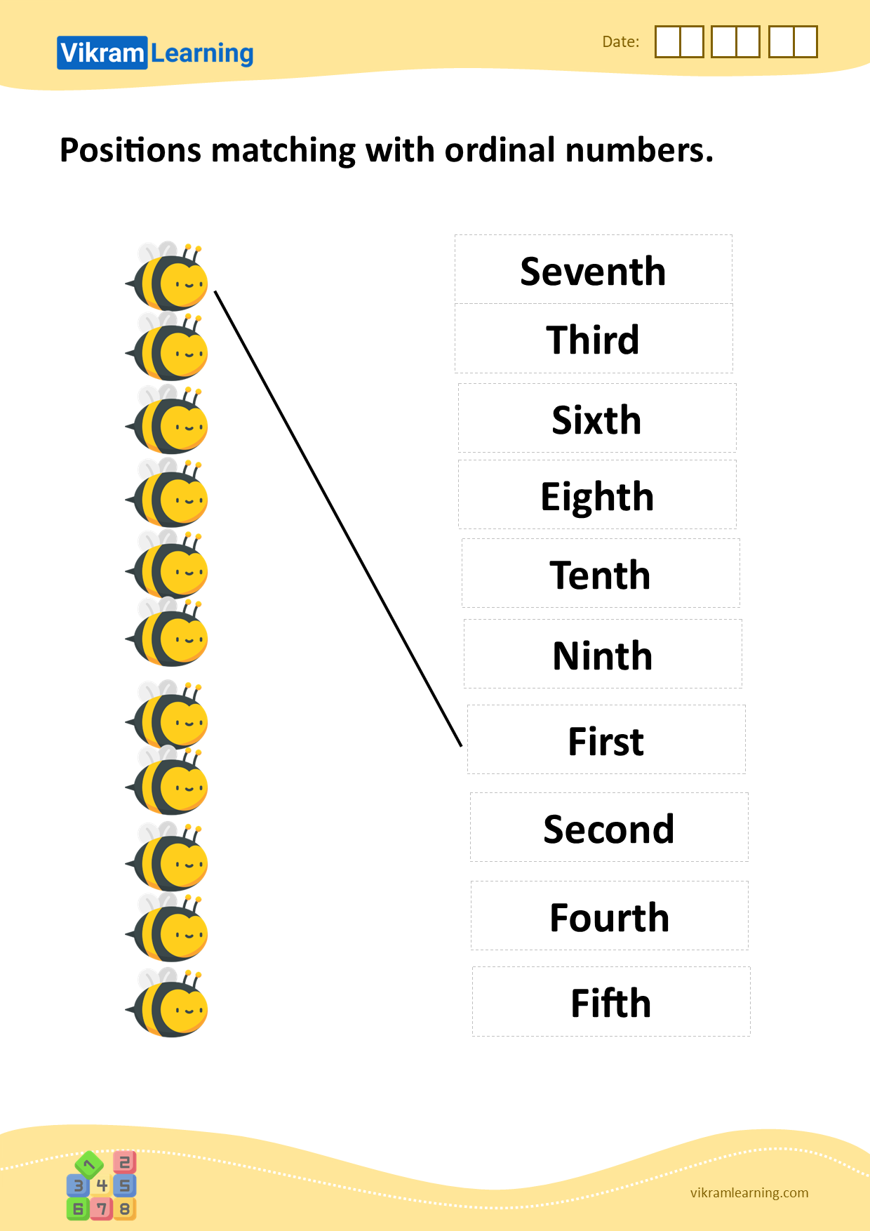 Download positions matching with ordinal numbers worksheets