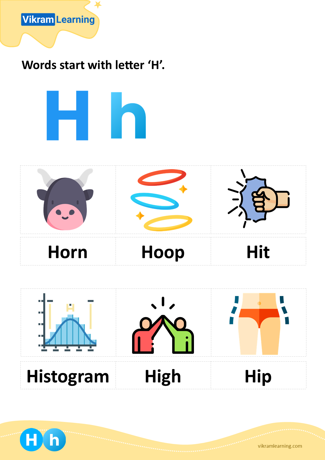 Download words start with letter 'h' worksheets