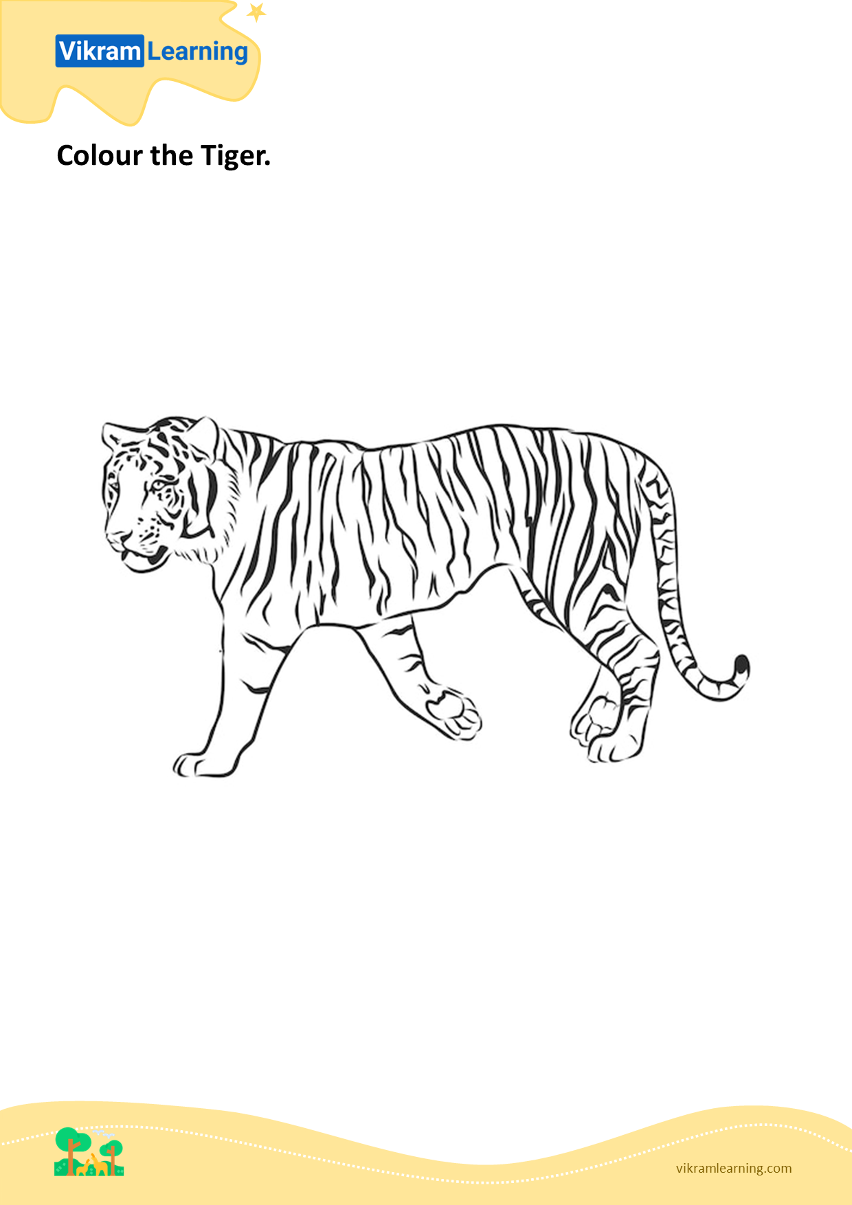 Download colour the tiger worksheets