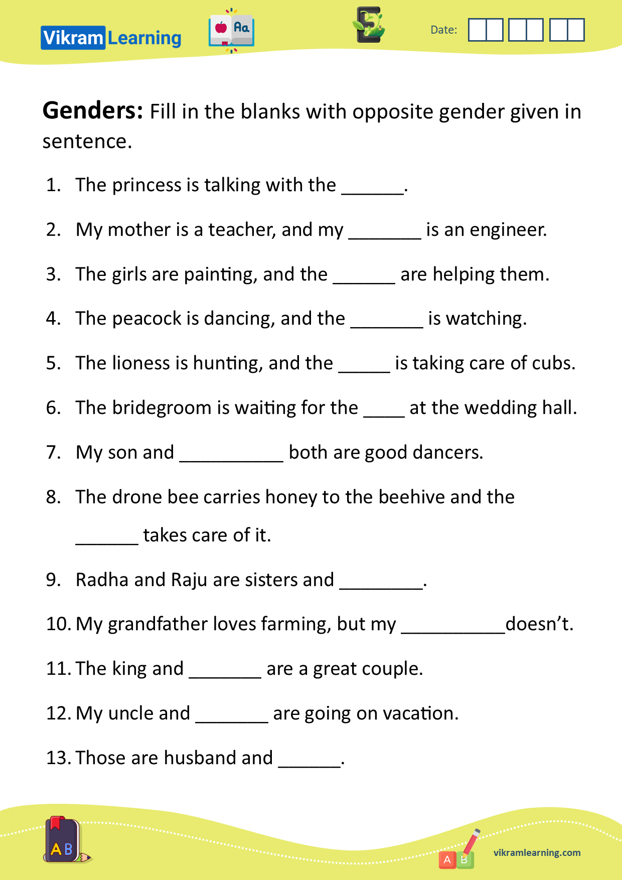 Download genders- male, female, common, neuter worksheets ...