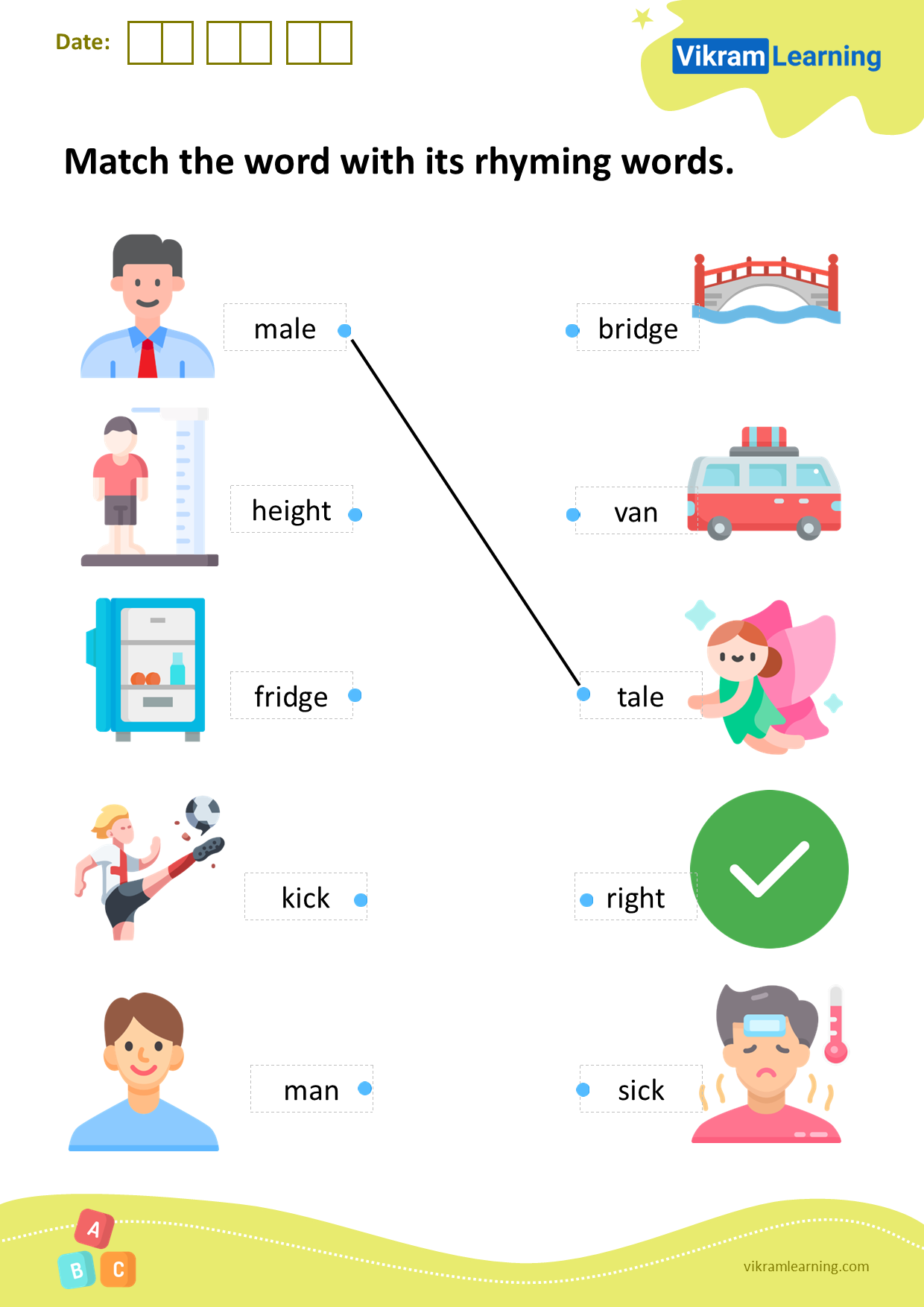 Download match the word with its rhyming words worksheets ...