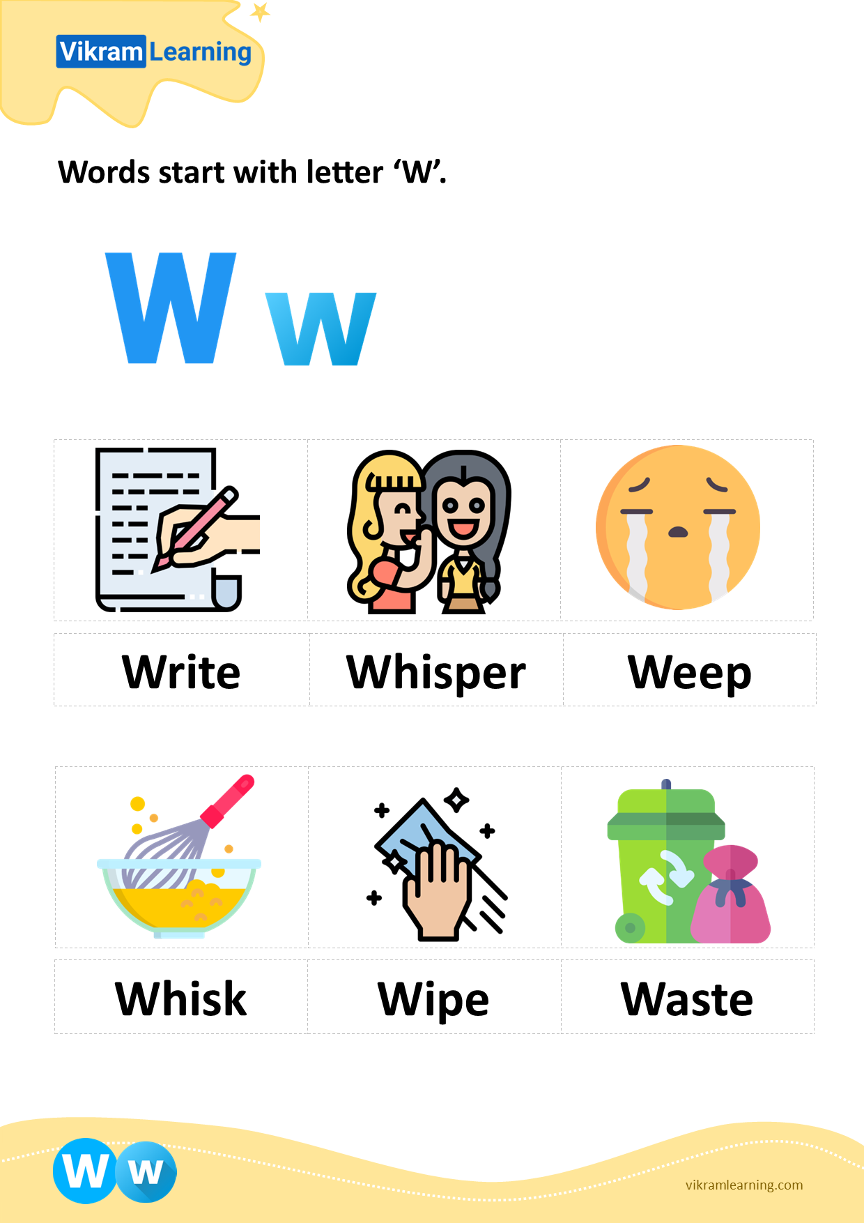 Download Words Start With Letter w Worksheets Vikramlearning