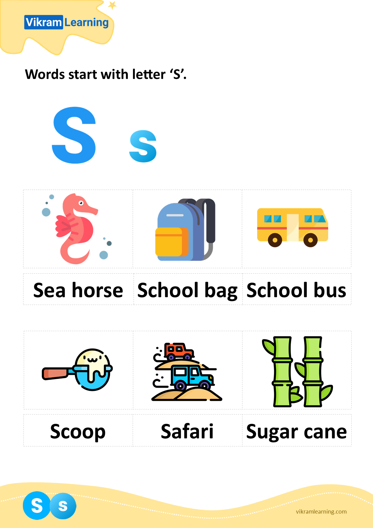 Download Words Start With Letter s Worksheets Vikramlearning