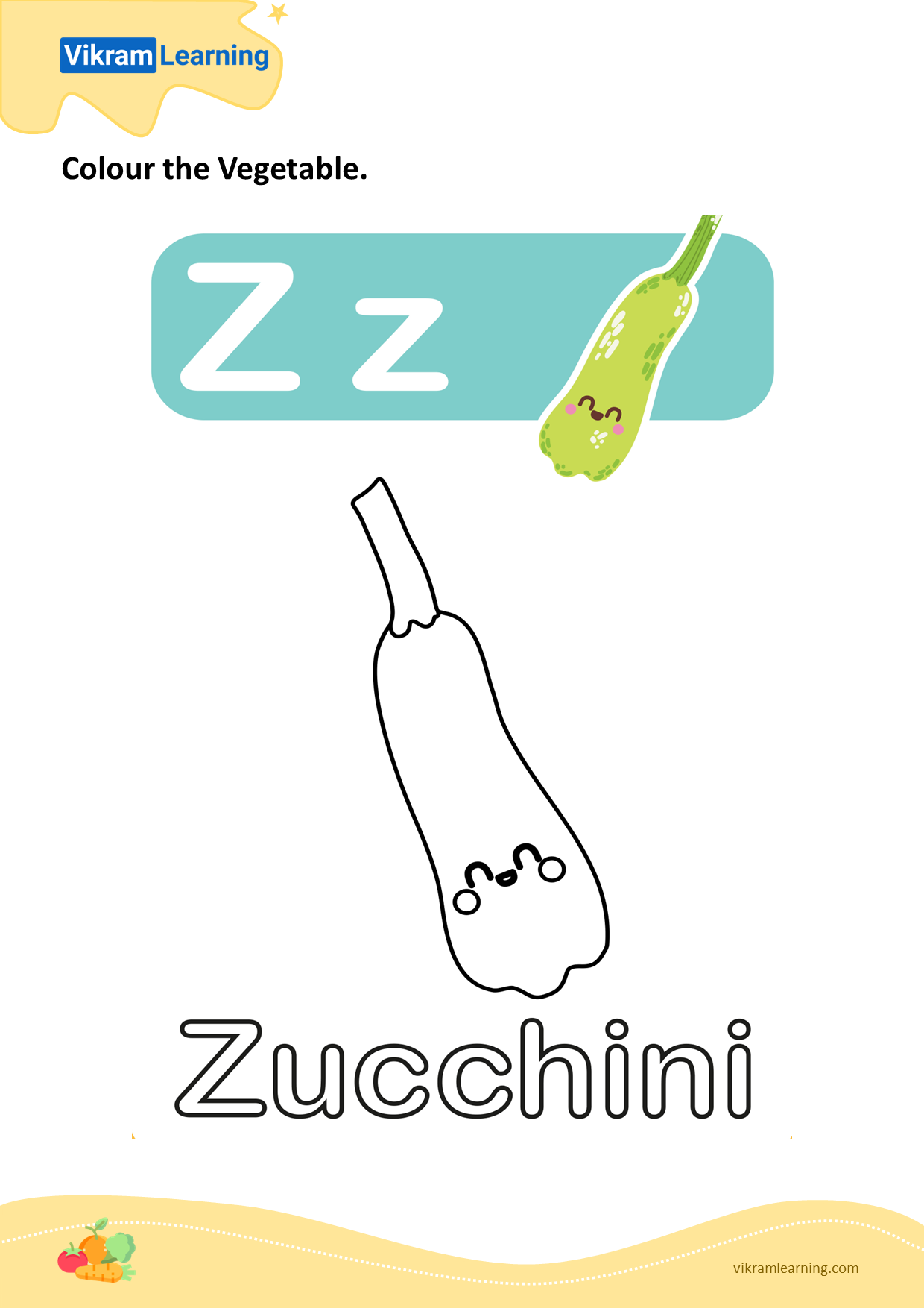 Download colour the vegetable - zucchini worksheets