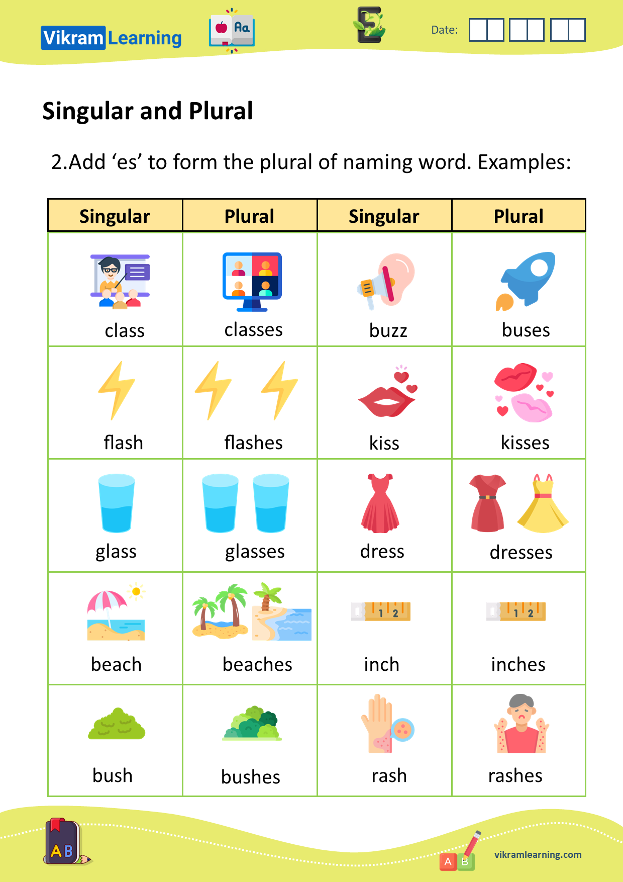 Download singular and plural worksheets | vikramlearning.com