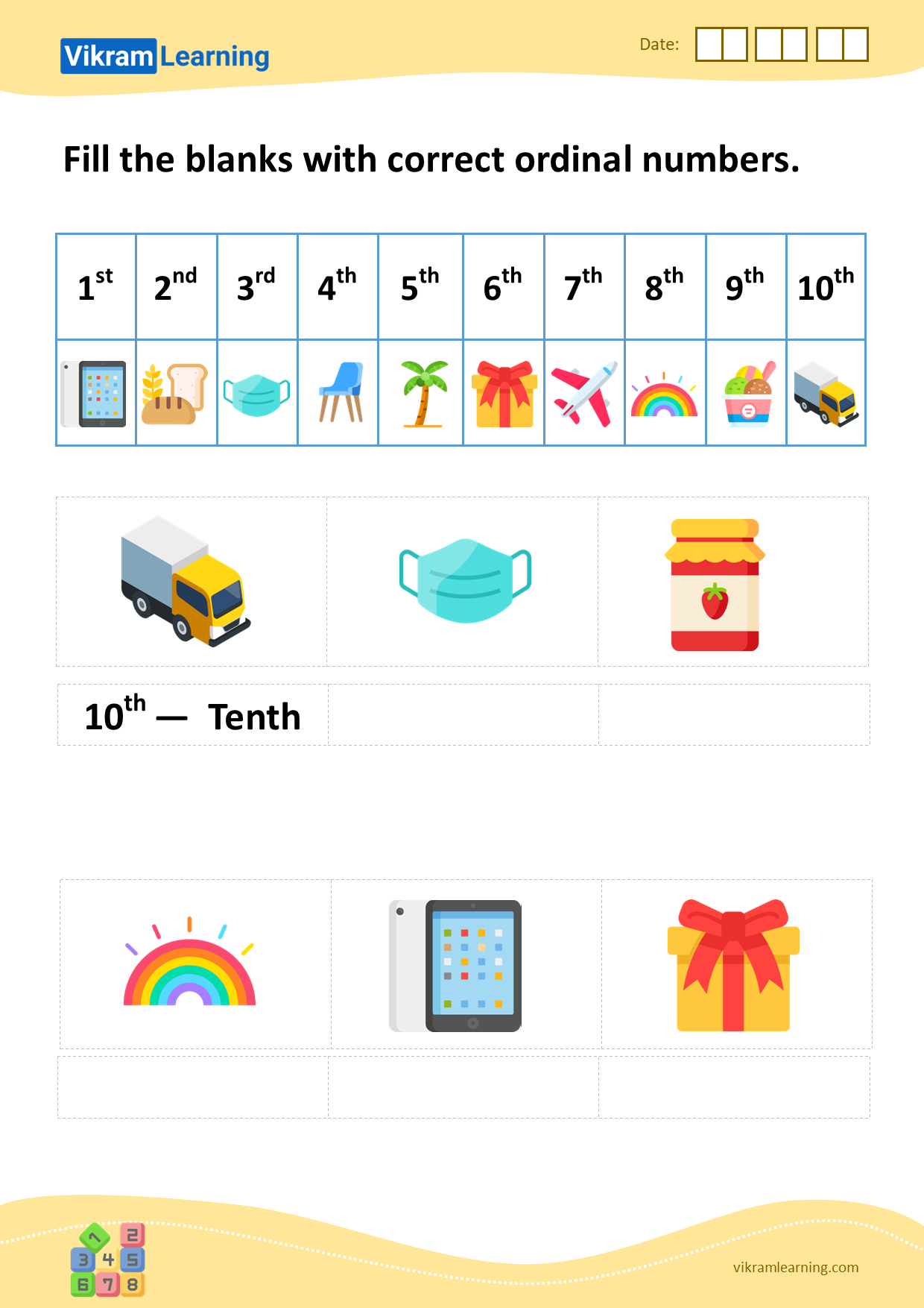 Download Fill The Blanks With Correct Ordinal Numbers Worksheets Vikramlearning