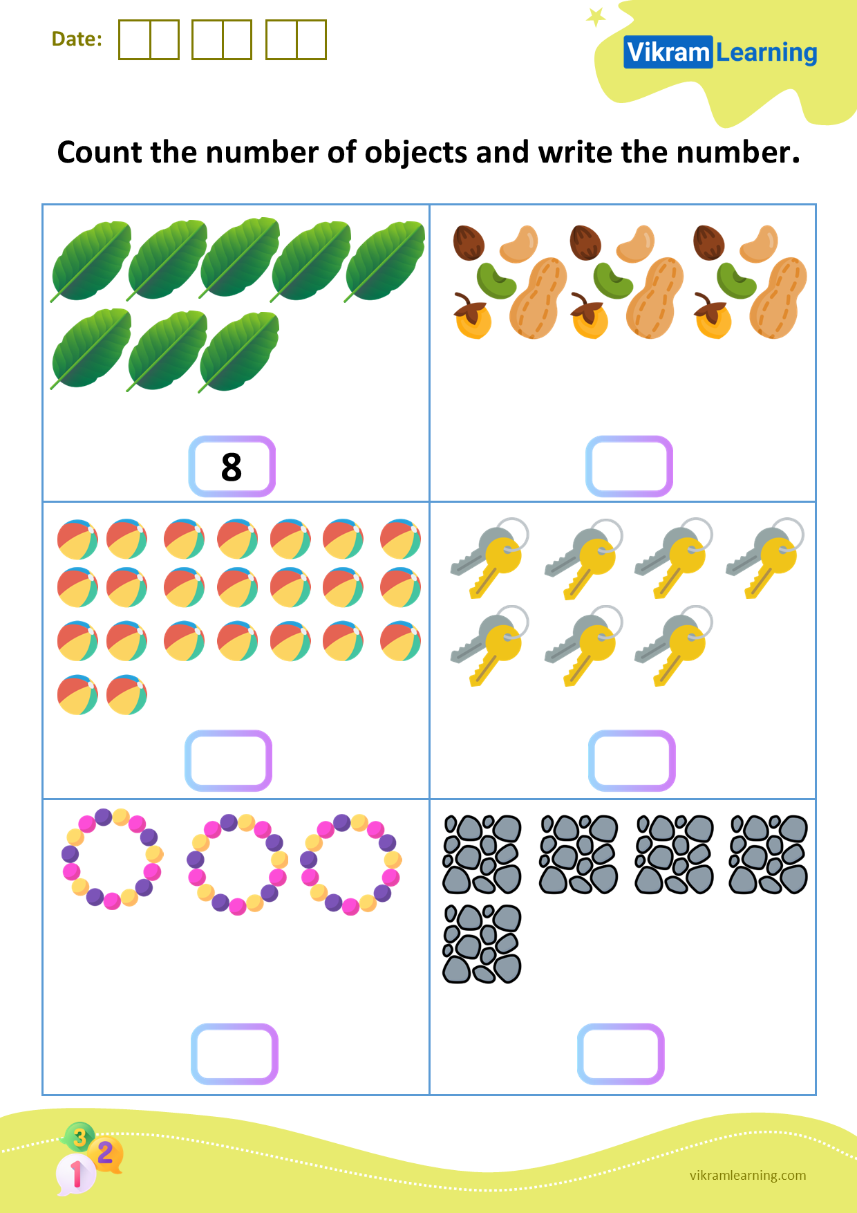 Download count the number of objects and write the number worksheets