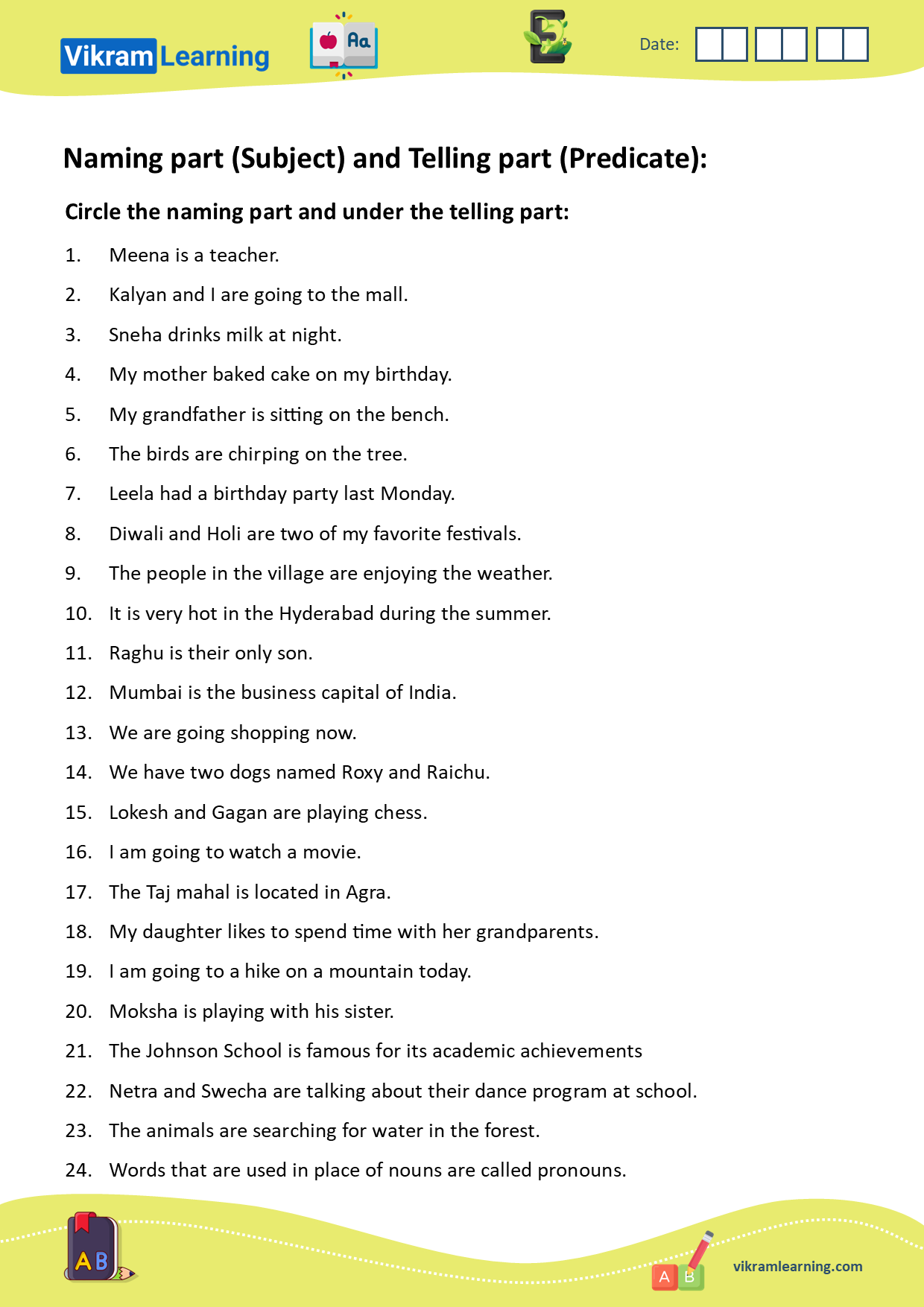 Download naming part (subject) and telling part (predicate) worksheets, subject and predicate worksheets worksheets