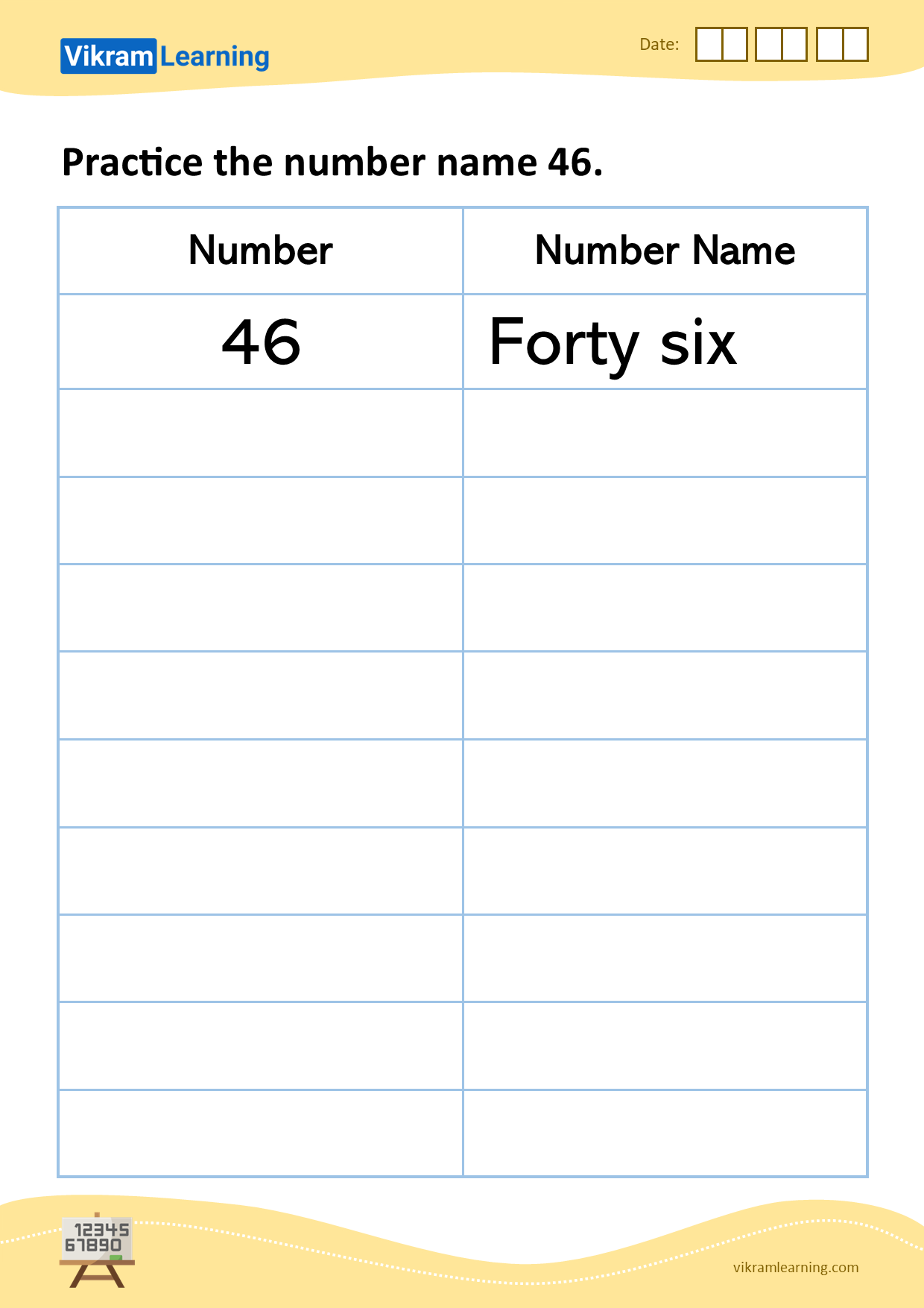 Download Practice The Number Name 46 Worksheets Vikramlearning