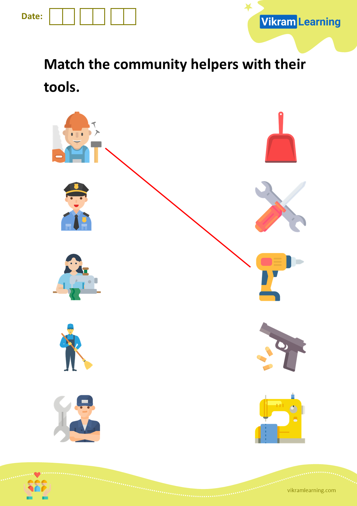 Download match the community helpers with their tools worksheets