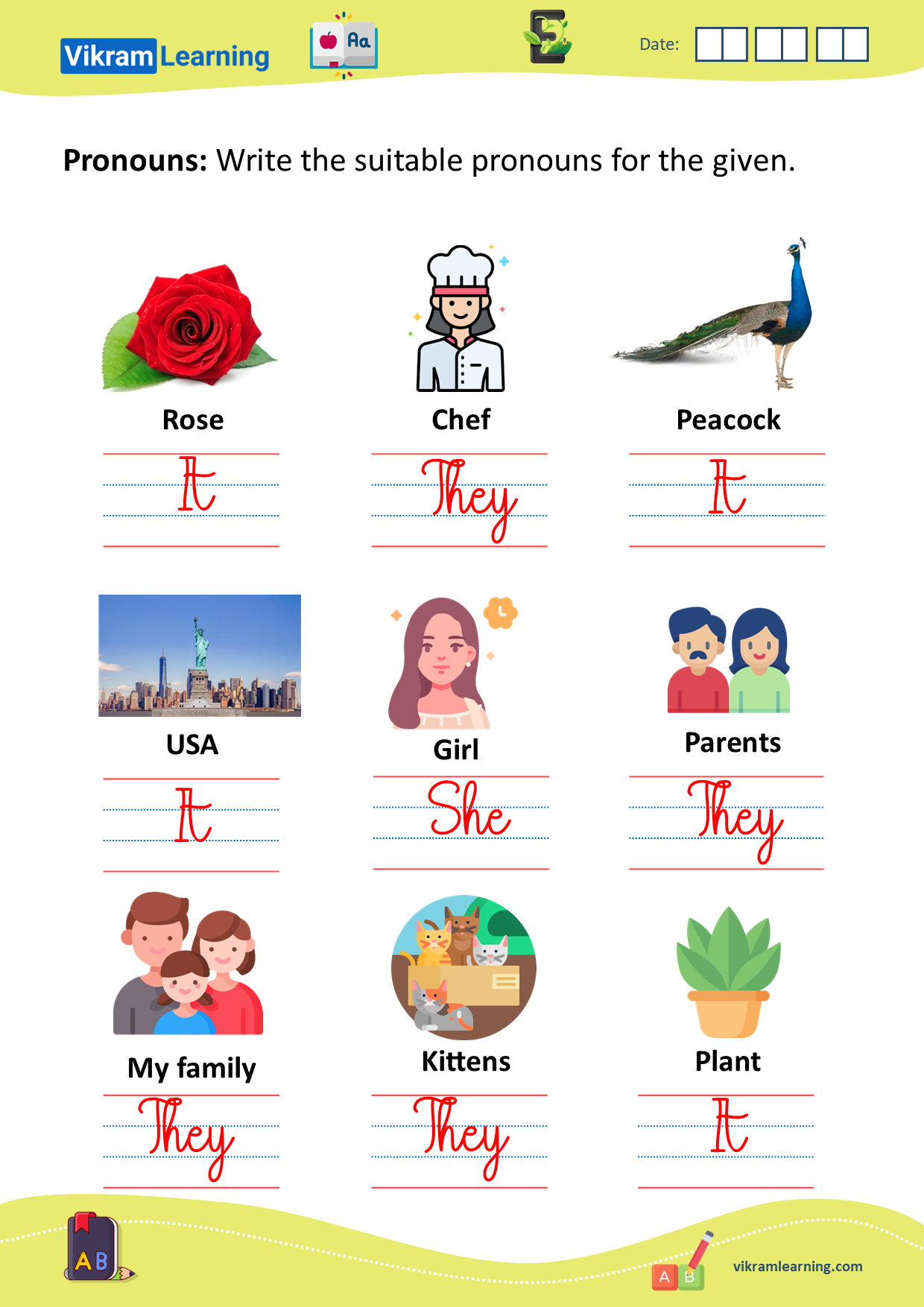 Download pronouns worksheets