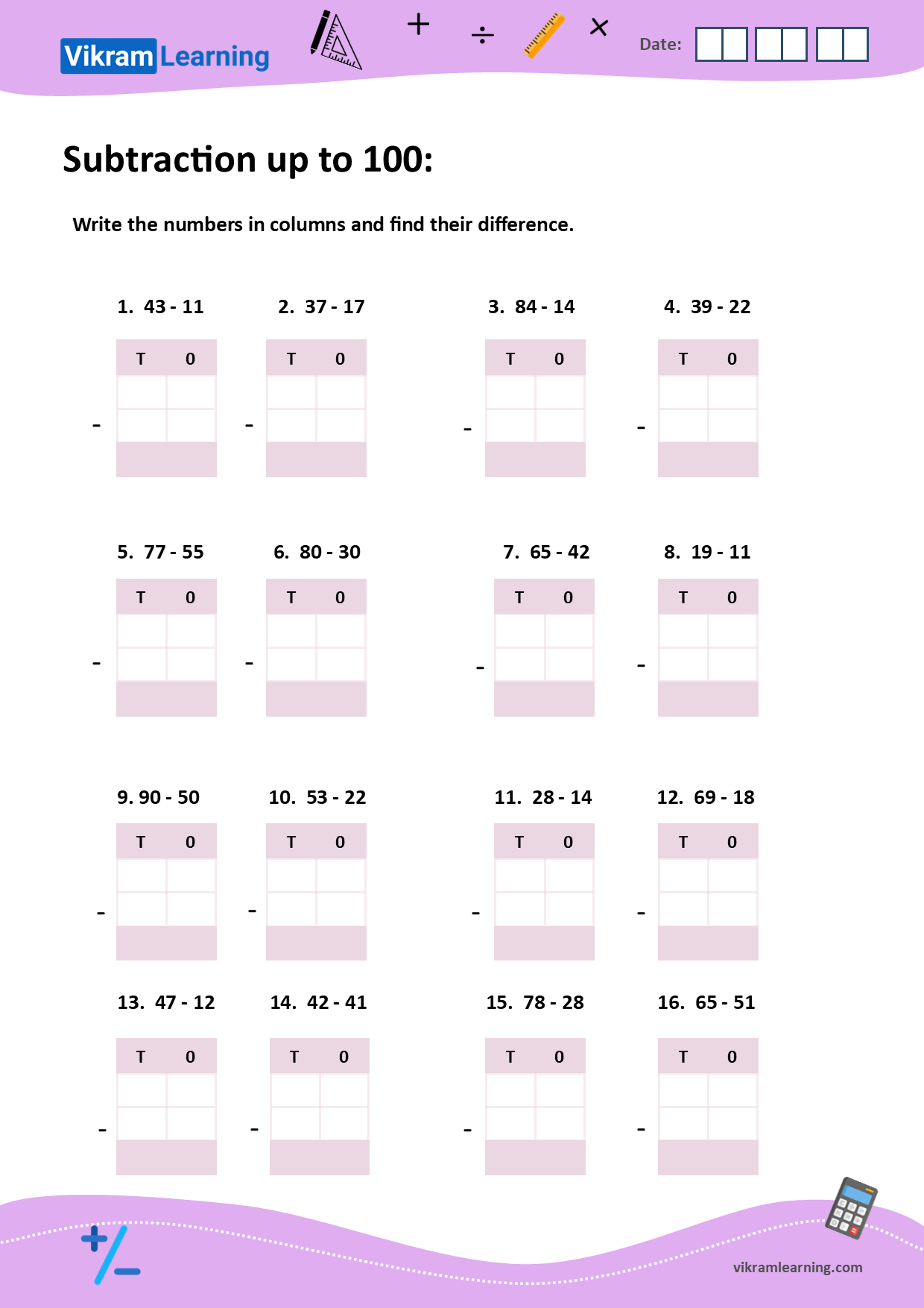 Download subtraction using splitting, subtraction using regrouping, subtraction properties, estimate difference, subtraction on number grid, subtraction up to 100 with regrouping worksheets, subtraction up to 100 with regrouping pdf worksheets, free worksheets. worksheets