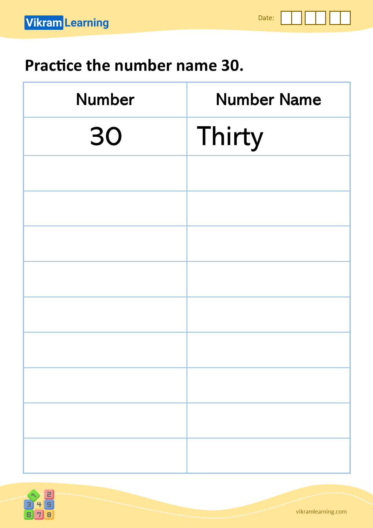 Download Number Names From 21 To 30 Worksheets For Free 