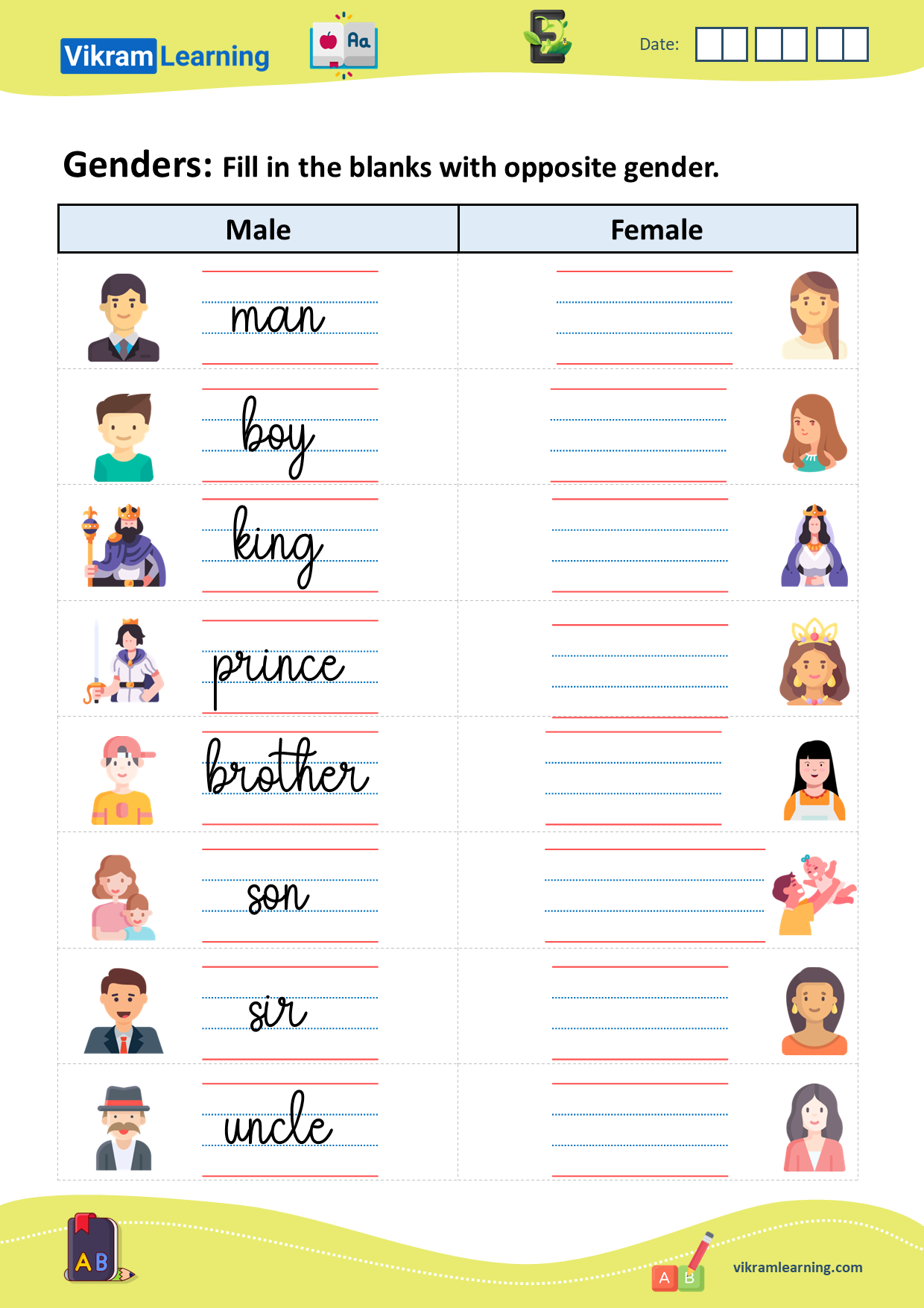 Download genders- male, female, common, neuter worksheets ...