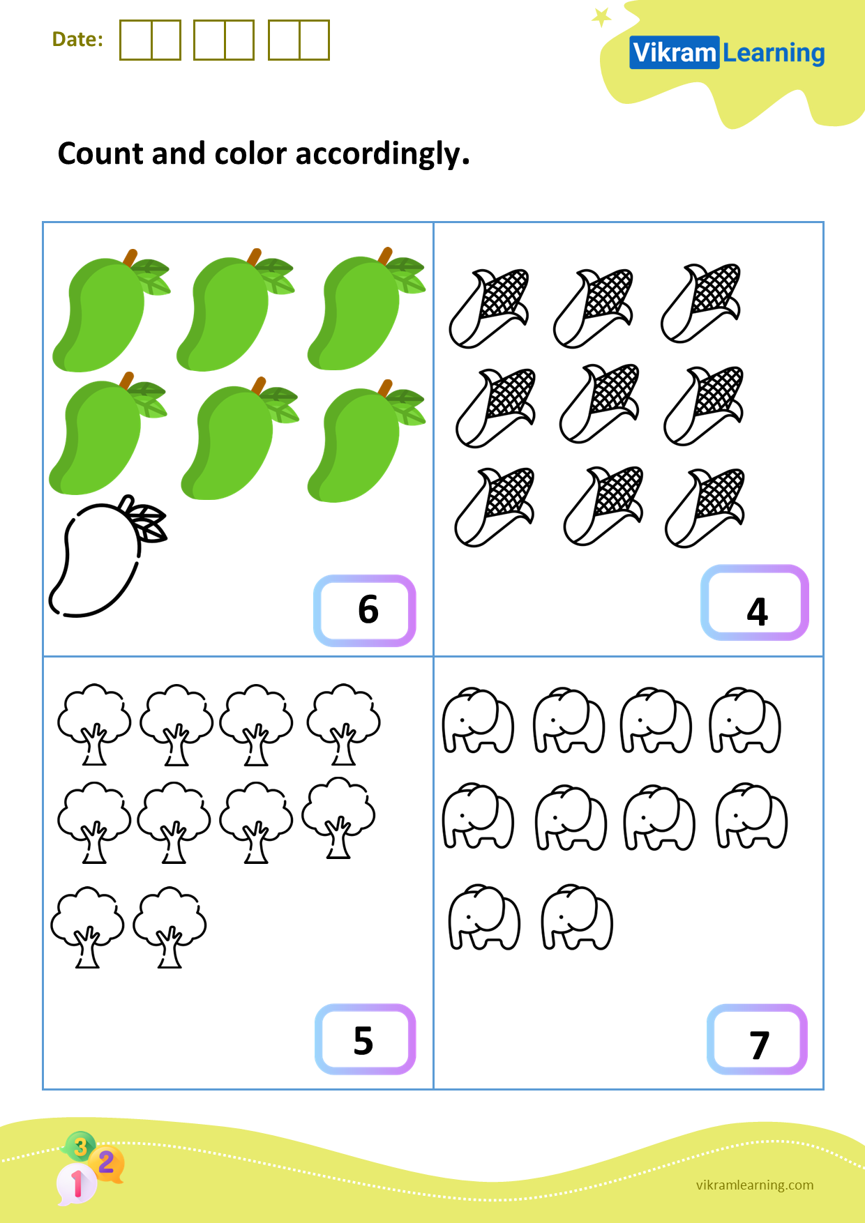 Download count and color accordingly worksheets