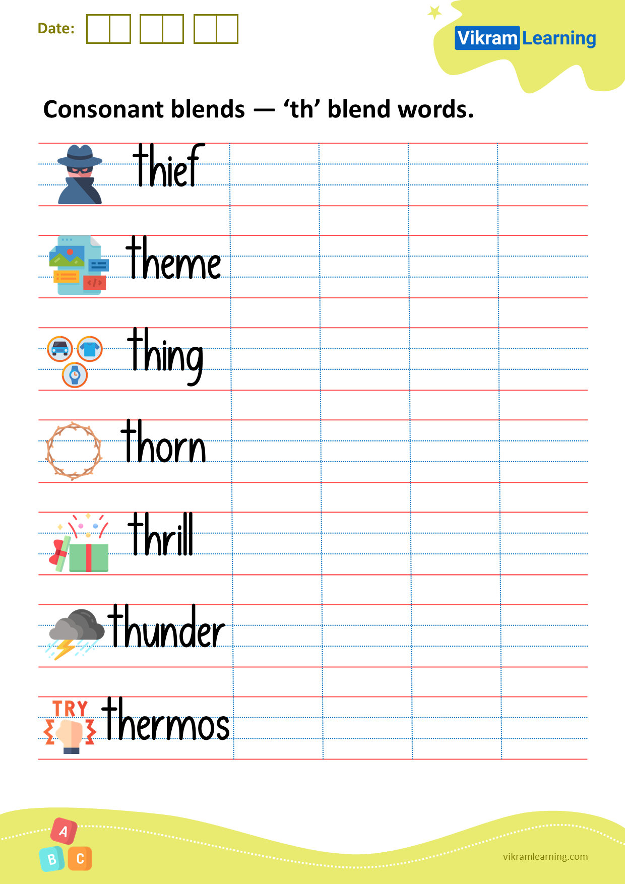 Download consonant blends — ‘th’ blend words worksheets