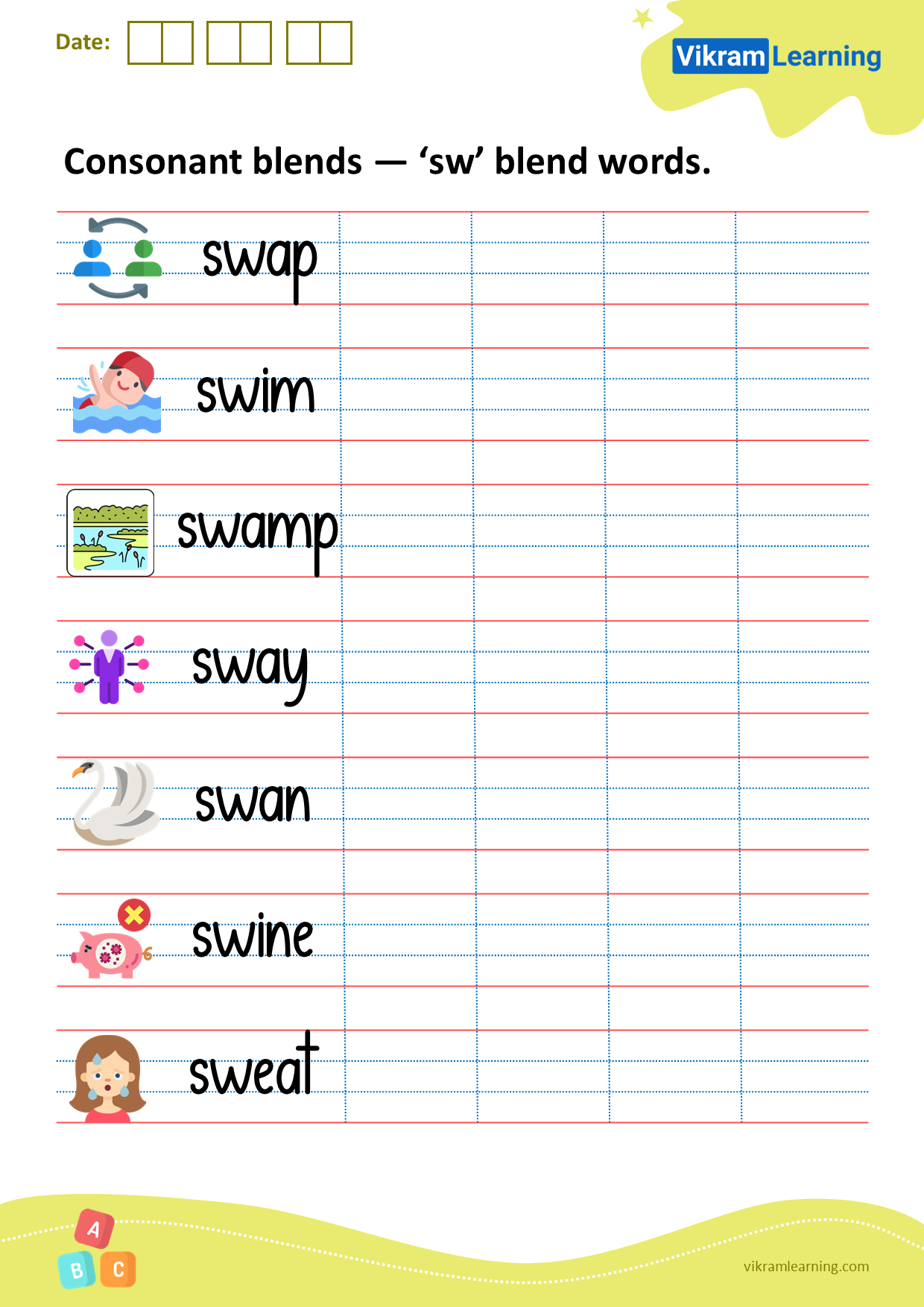 Download consonant blends — ‘sw’ blend words worksheets