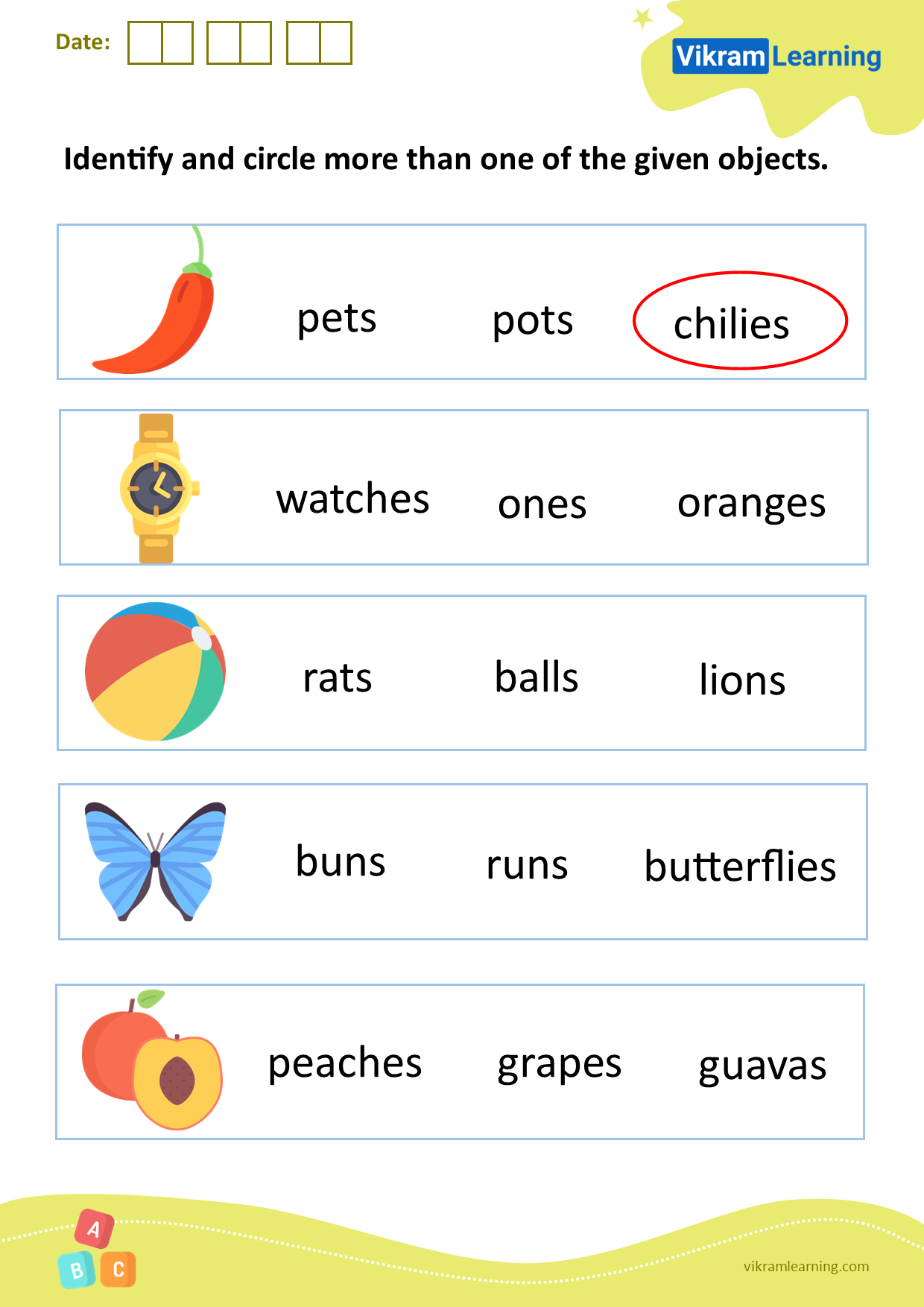 Download identify and circle more than one of the given objects worksheets
