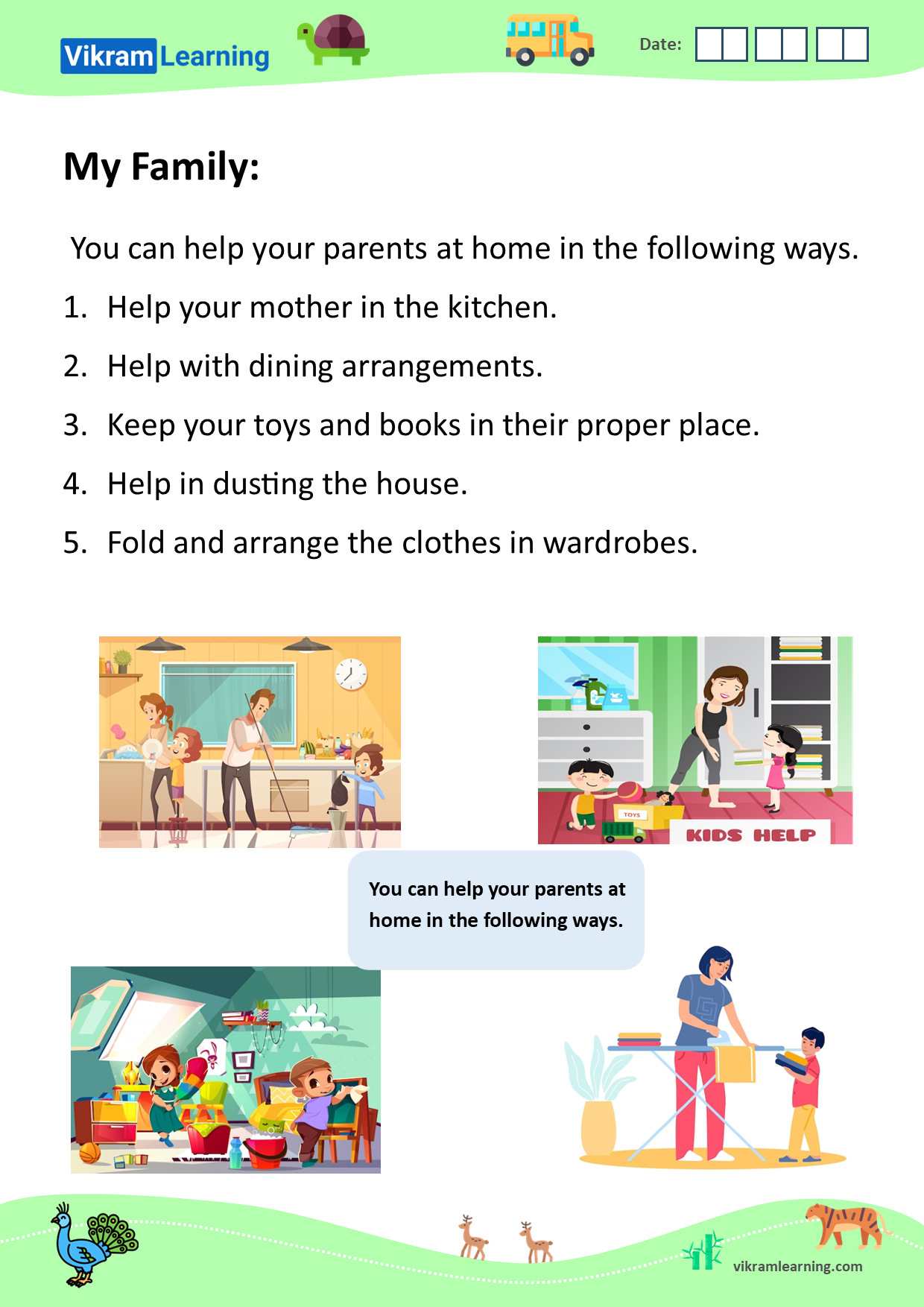Download my family worksheets for free | vikramlearning.com