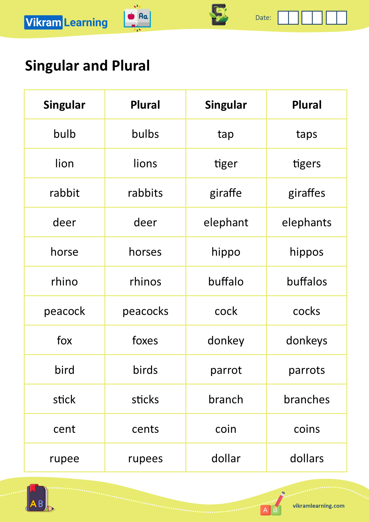 Download singular and plural worksheets