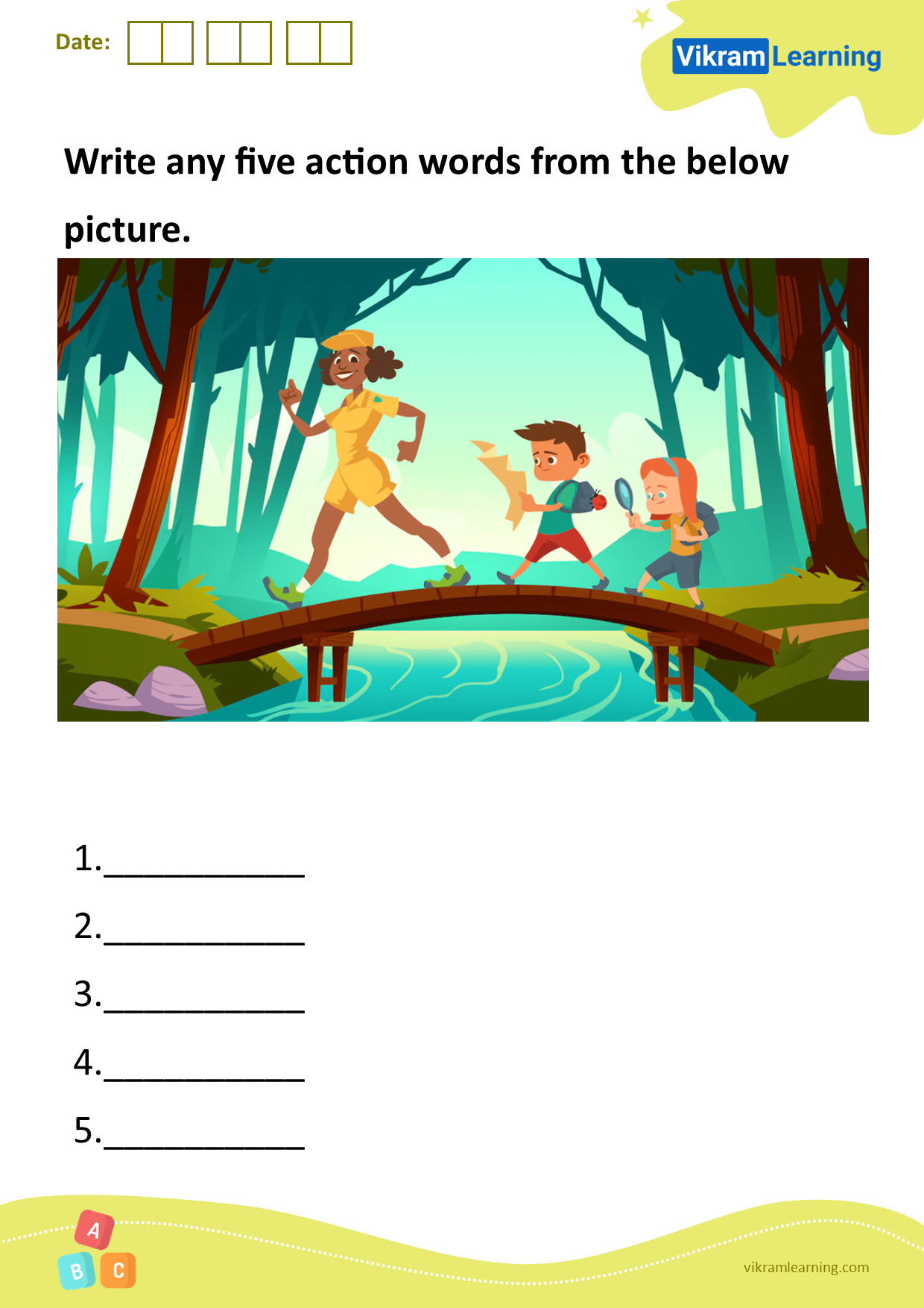 Download Write Any Five Action Words From The Below Picture Worksheets 