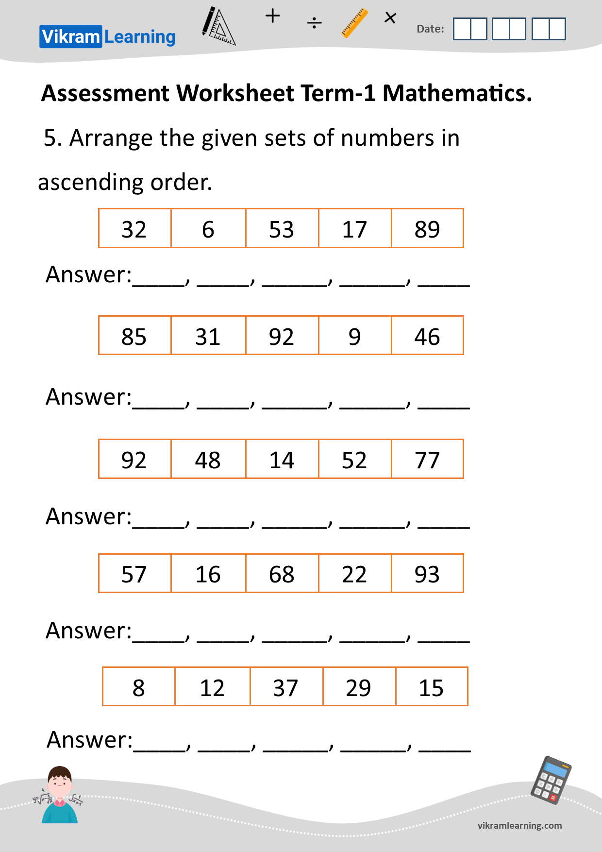 Download assessment worksheet term-1 mathematics worksheets