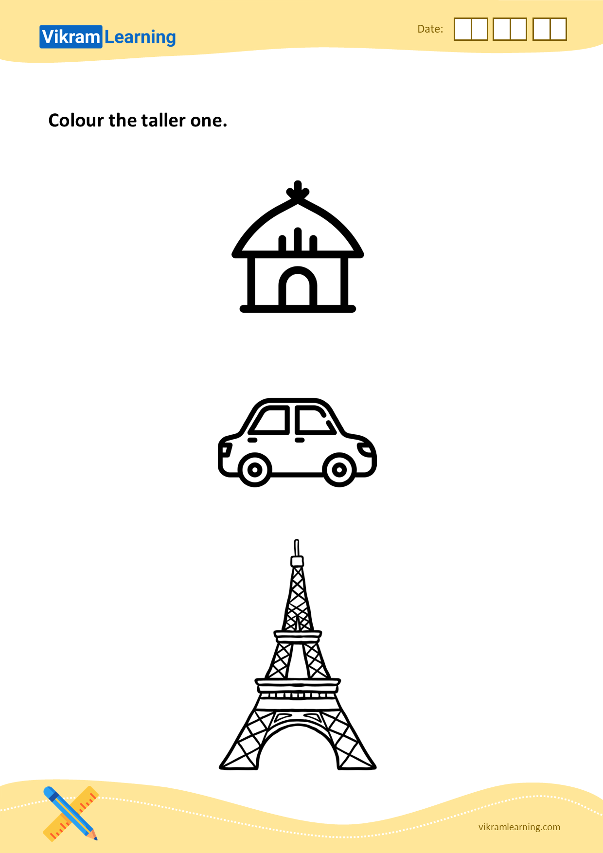 Download colour the taller one - 1 worksheets