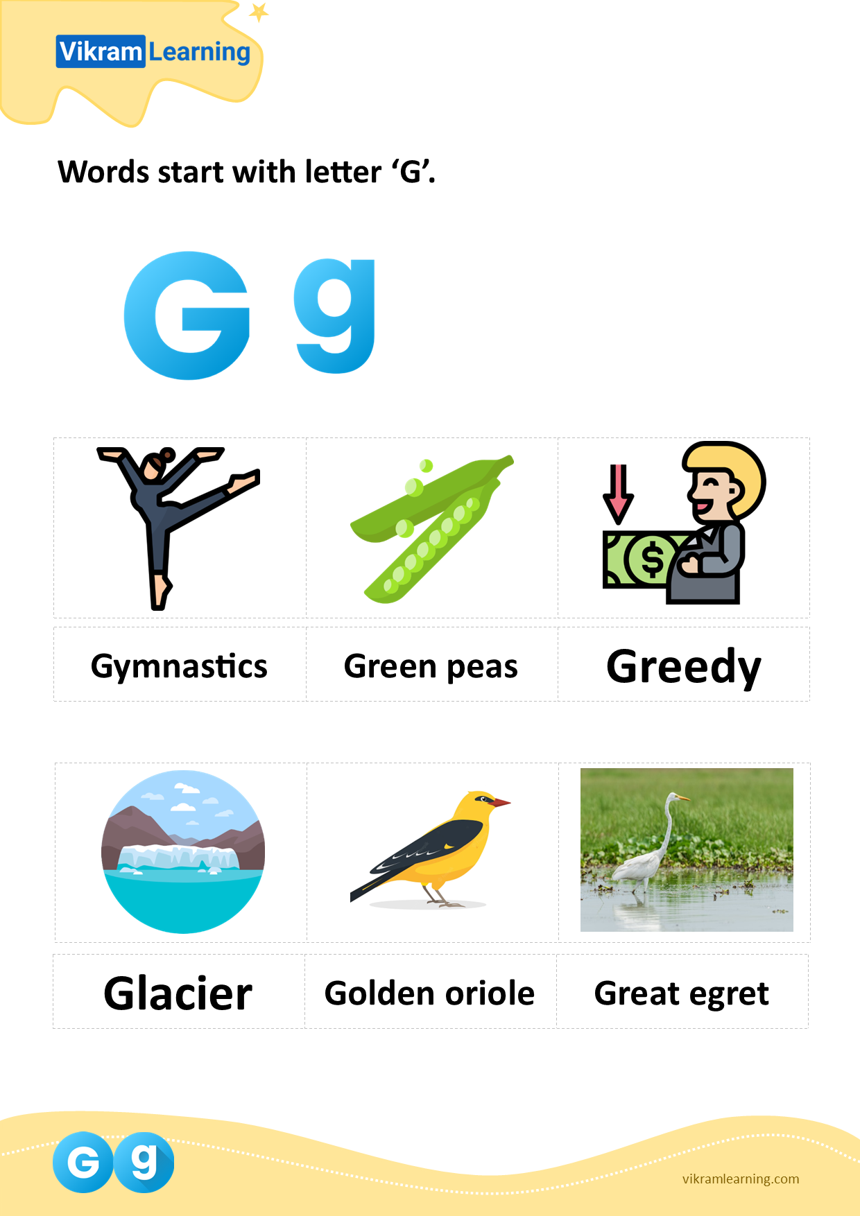 Download G Letter Words Worksheets For Free Vikramlearning