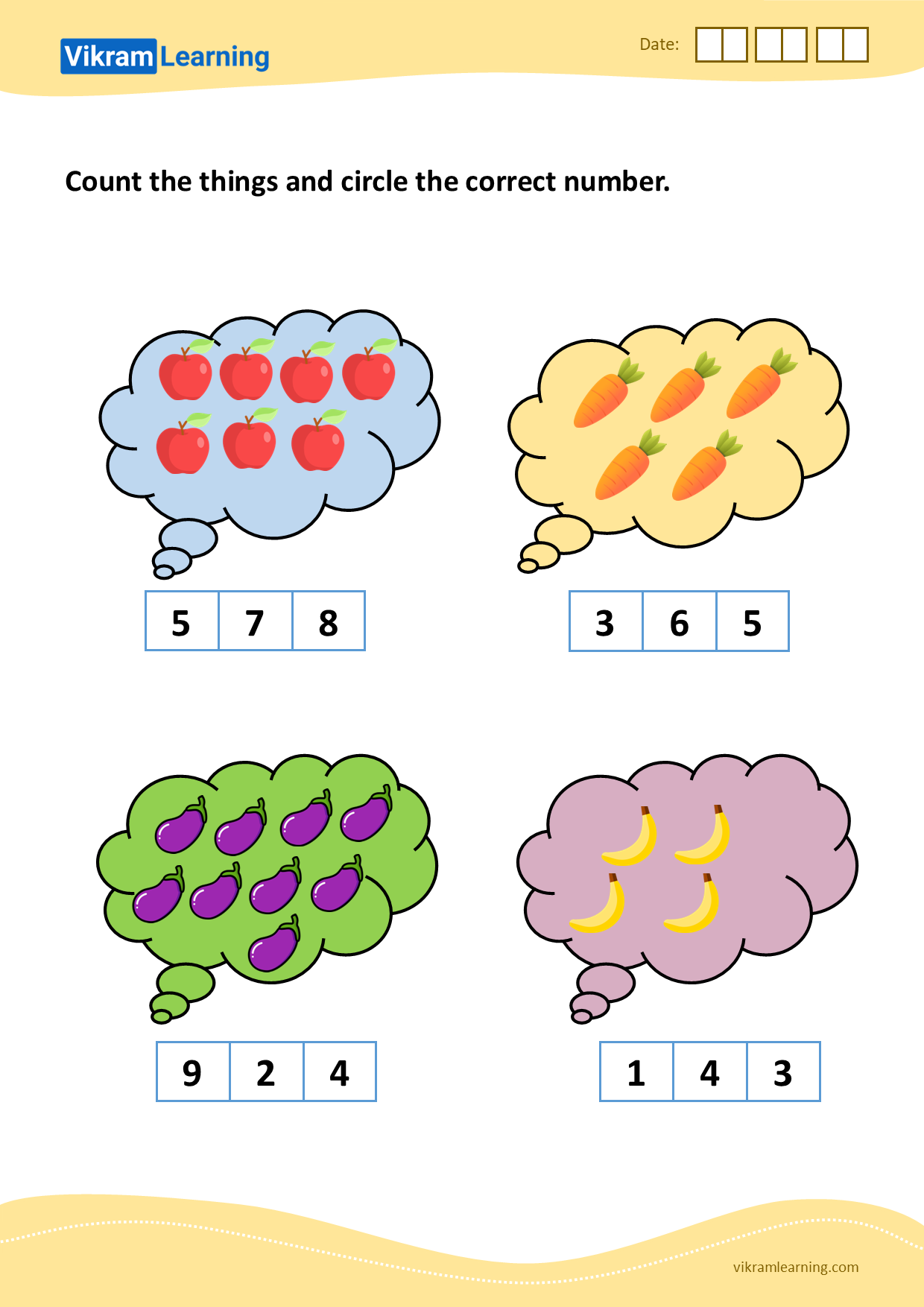 Download Count The Things And Circle The Correct Number Worksheets Vikramlearning