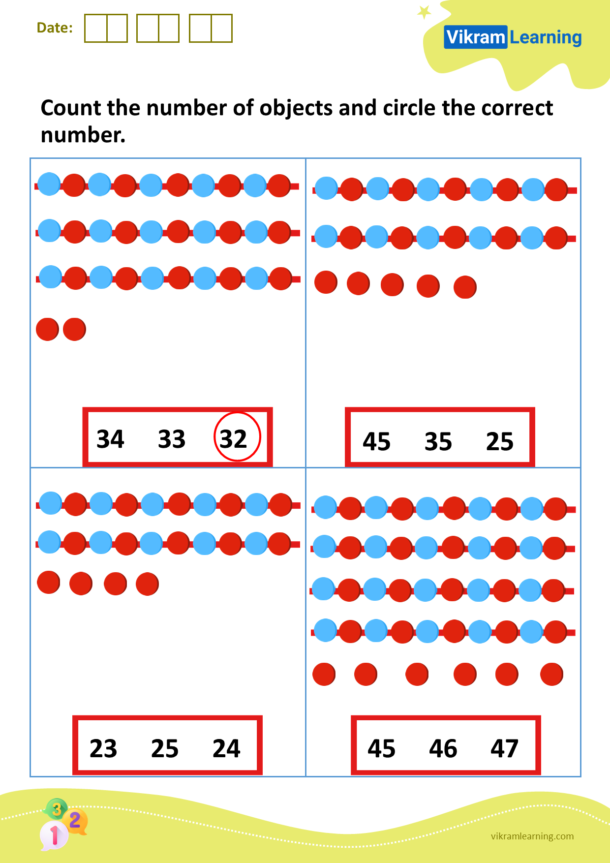 Download count the number of objects and circle the correct number worksheets