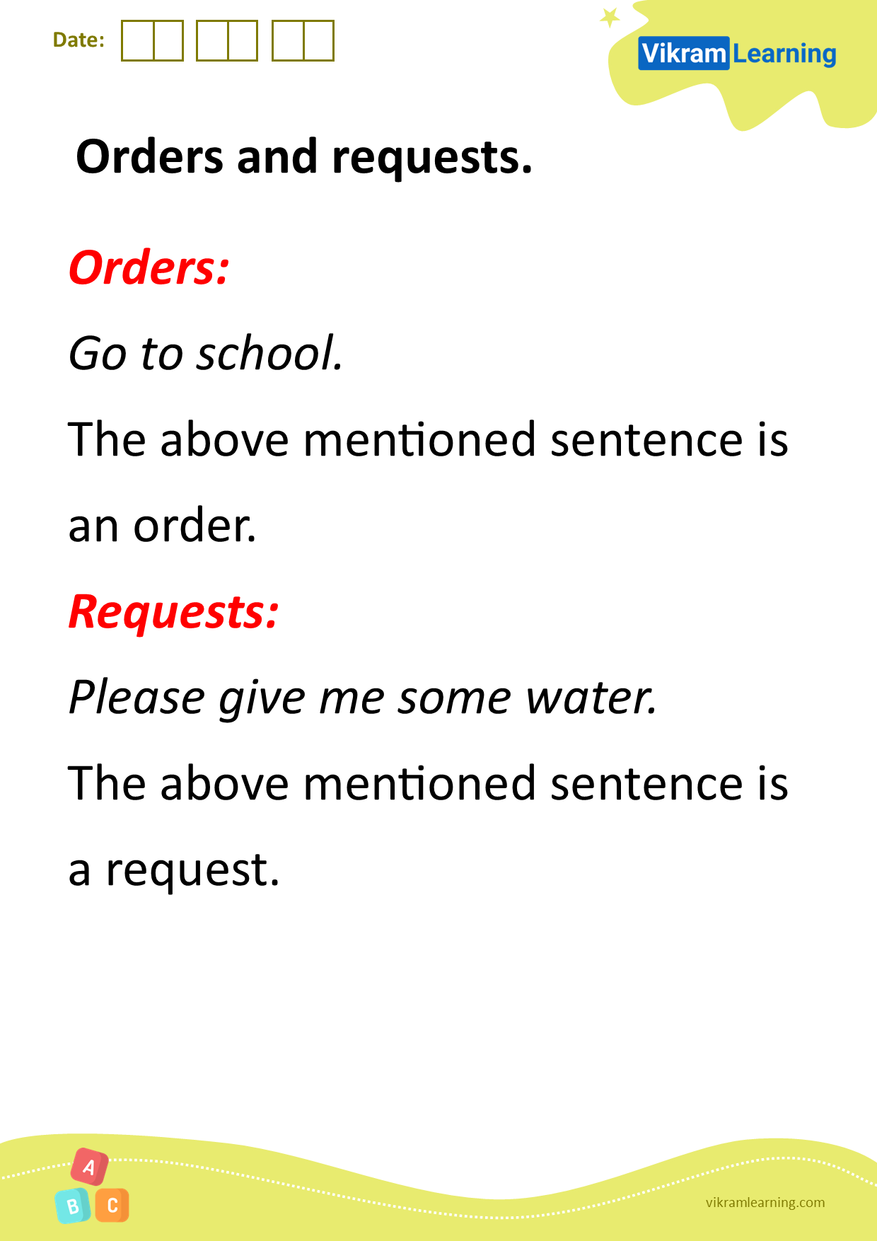 Download orders and requests worksheets
