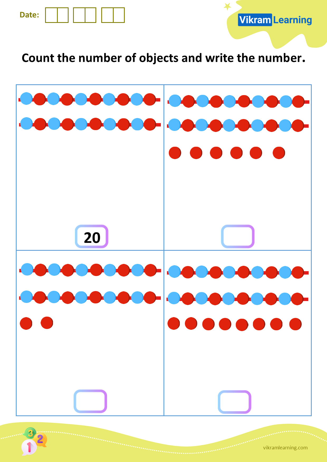 Download count the number of objects and write the number worksheets