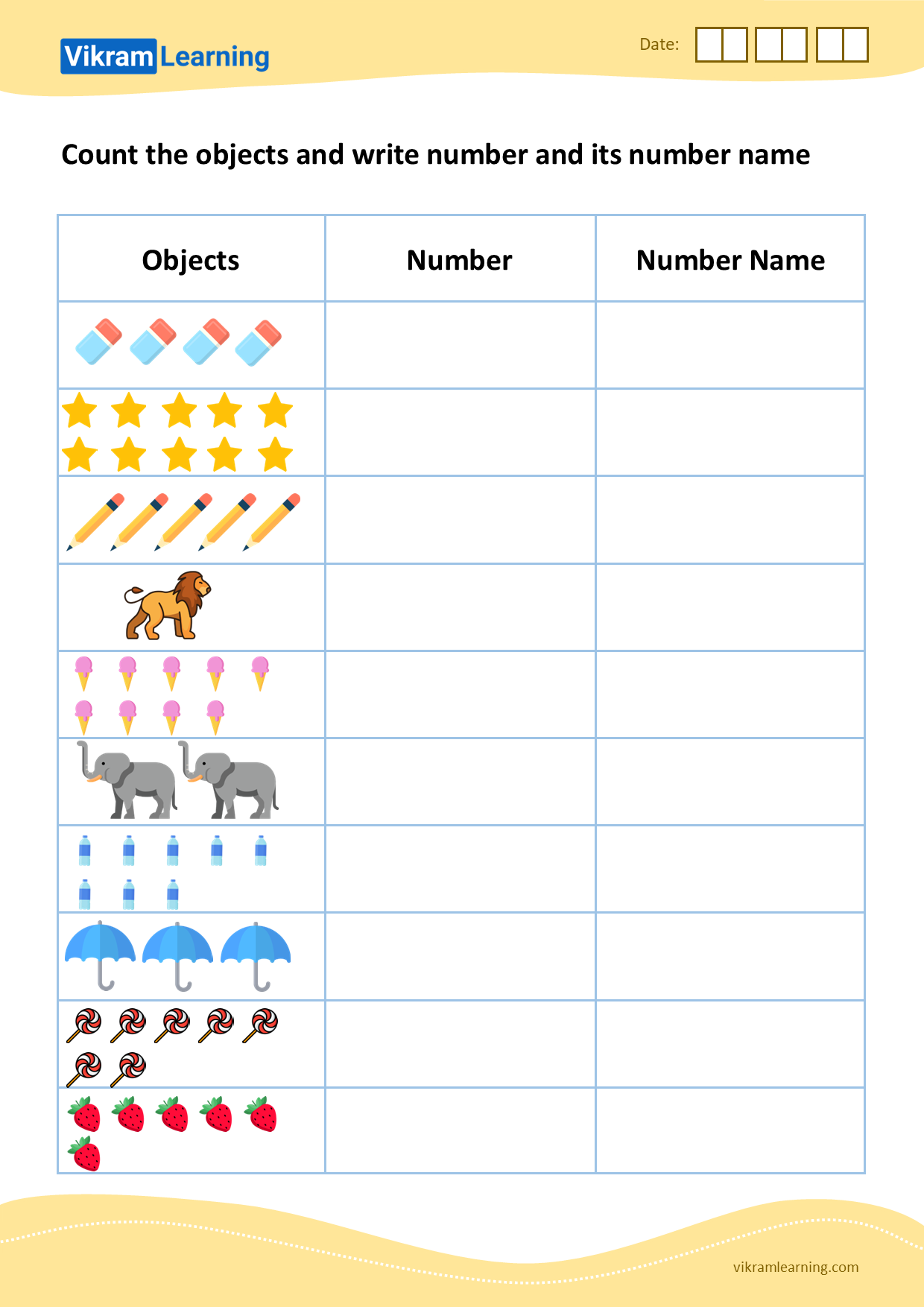 Download number names from 1 to 10 - pattern 2 worksheets