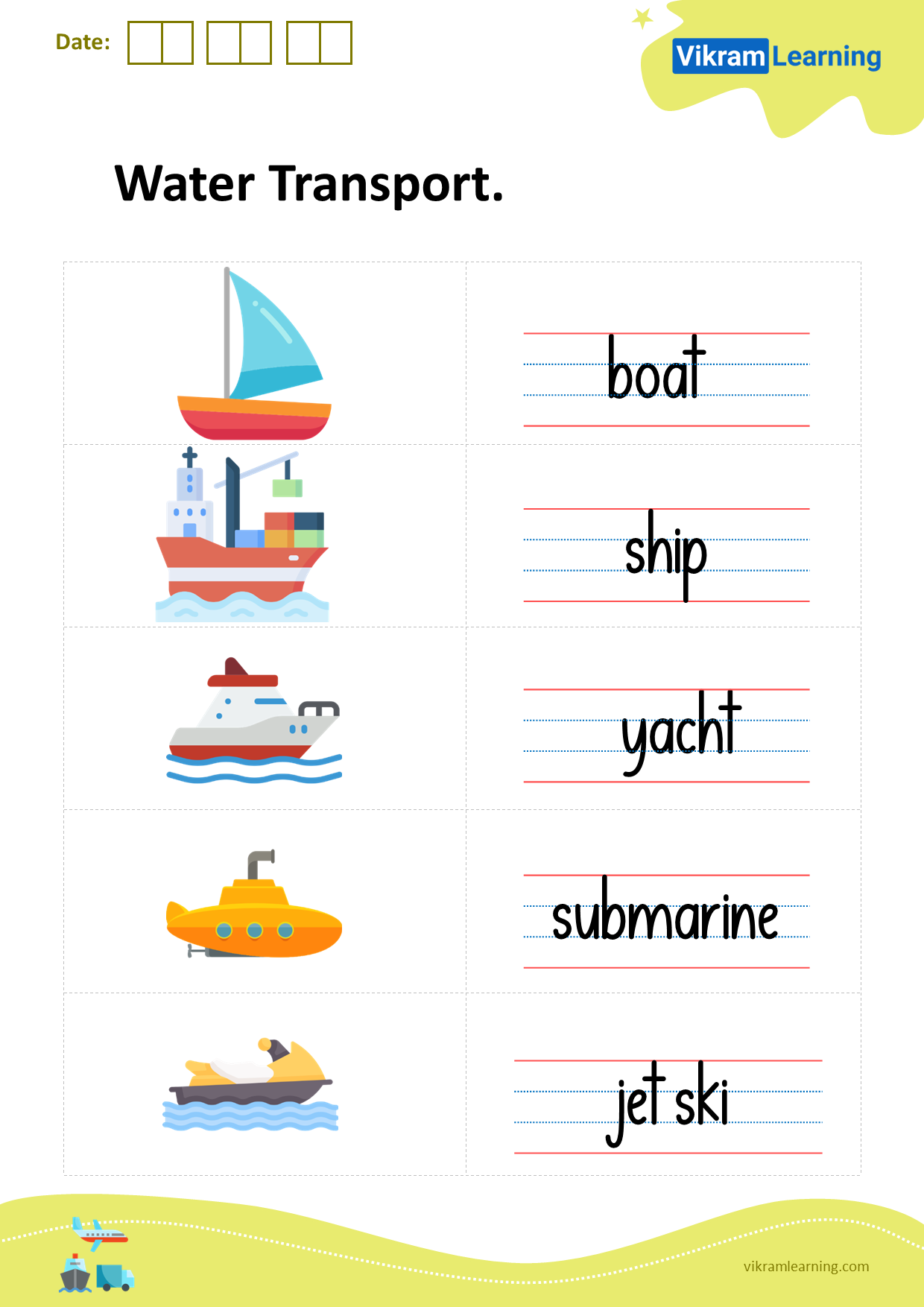 Download water transport worksheets