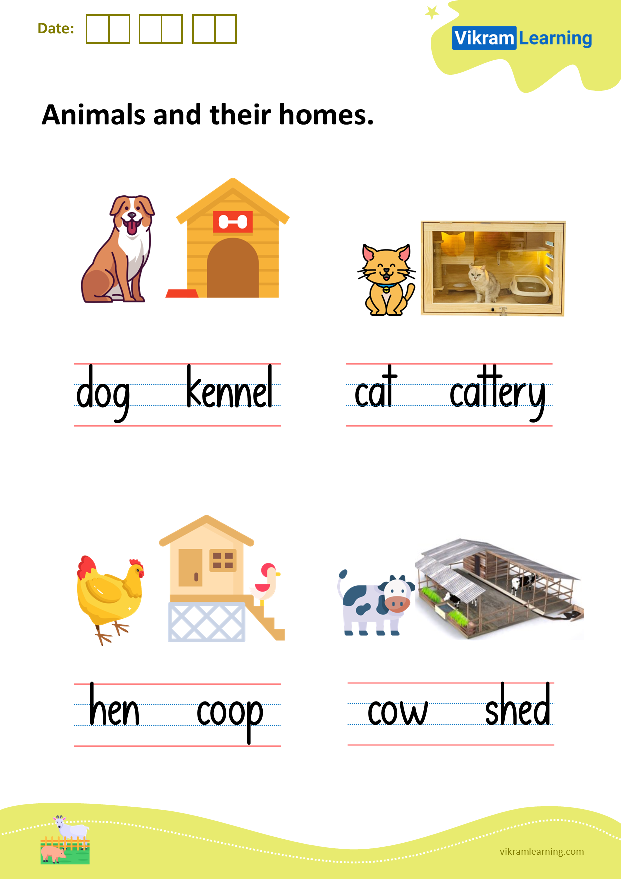 Download animals and their homes worksheets 