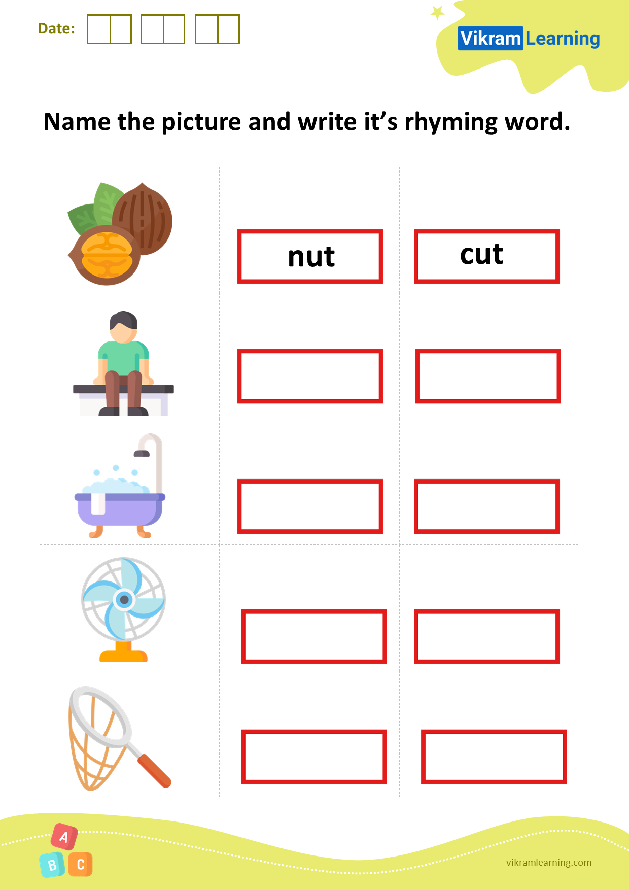 Download Name The Picture And Write It s A Rhyming Word Worksheets 