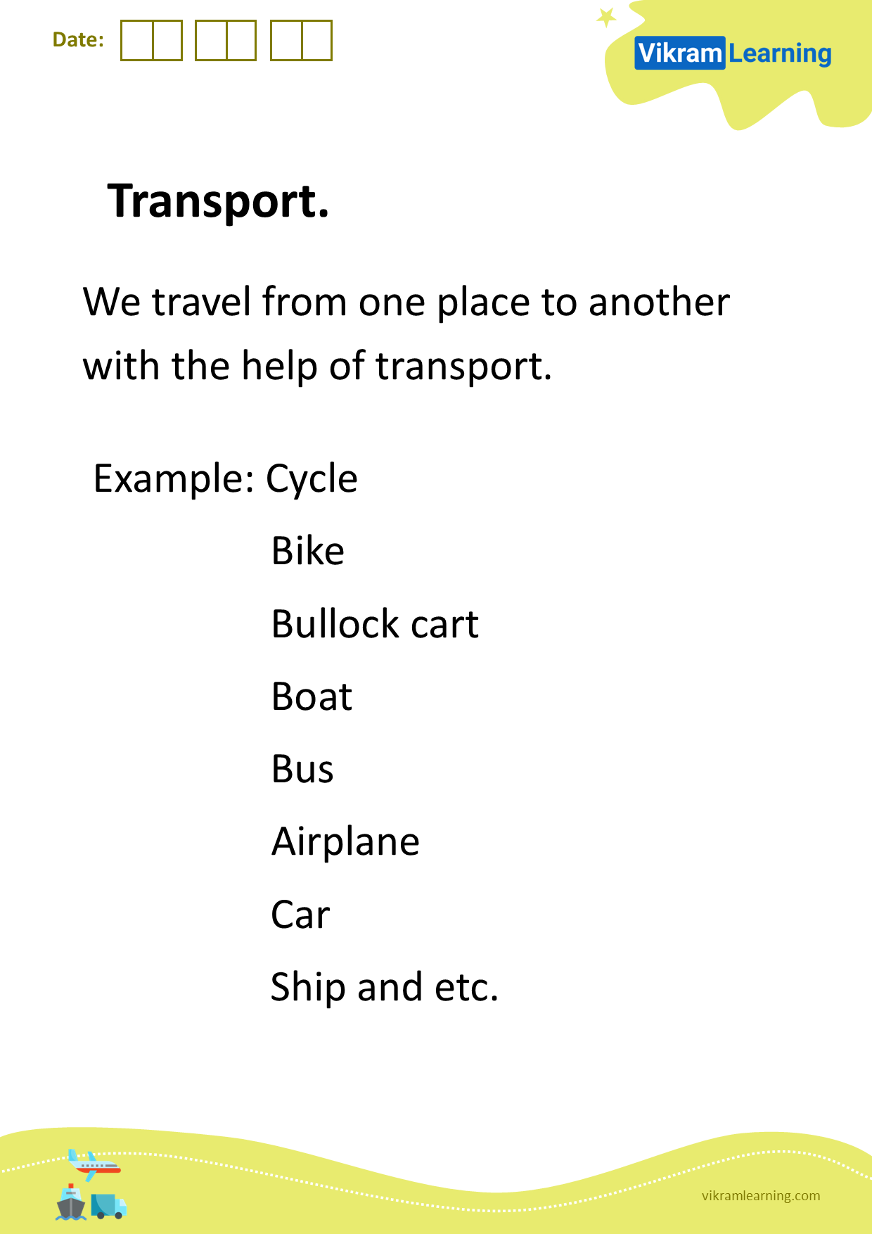 Download transport worksheets