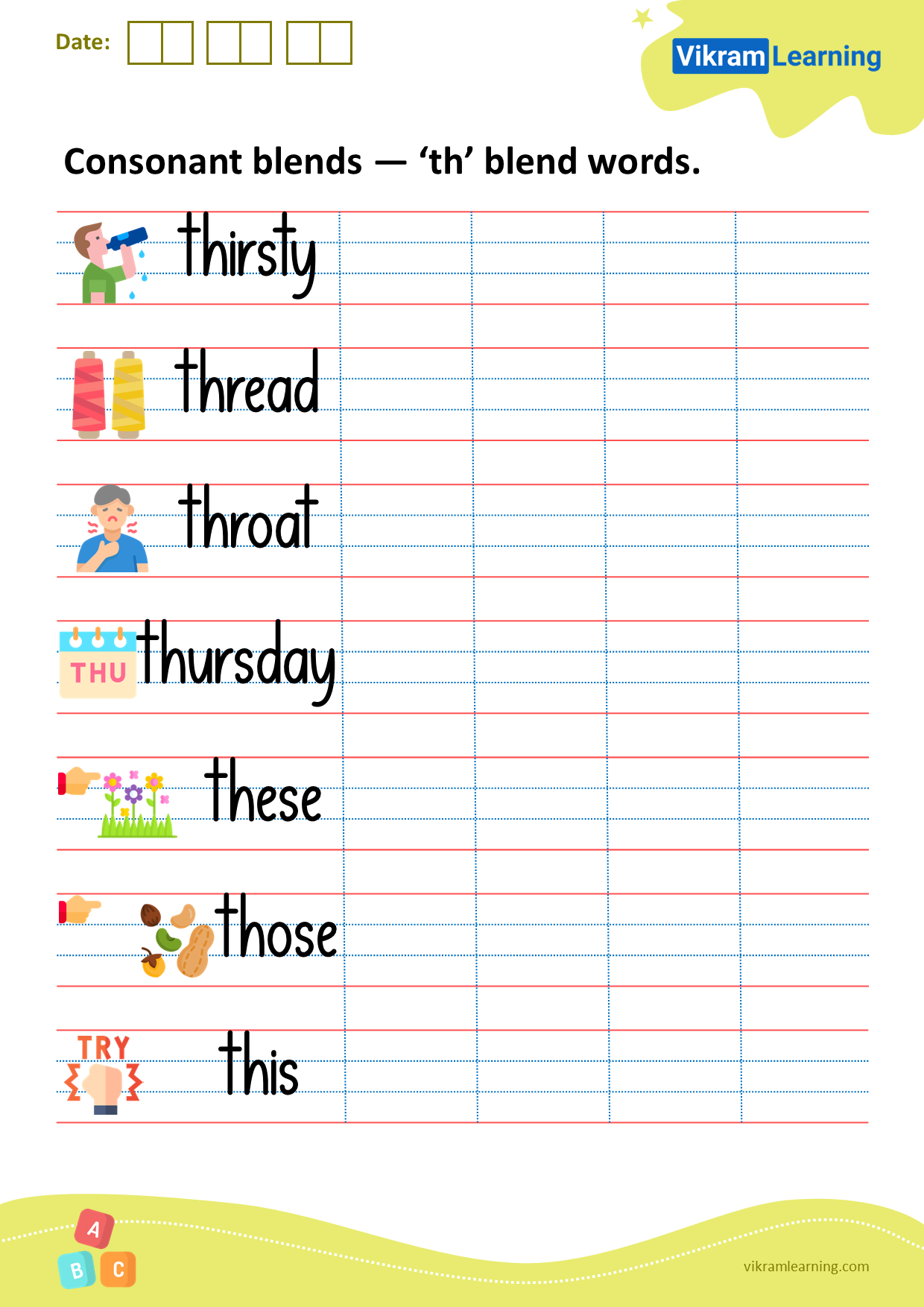 Download consonant blends — ‘th’ blend words worksheets