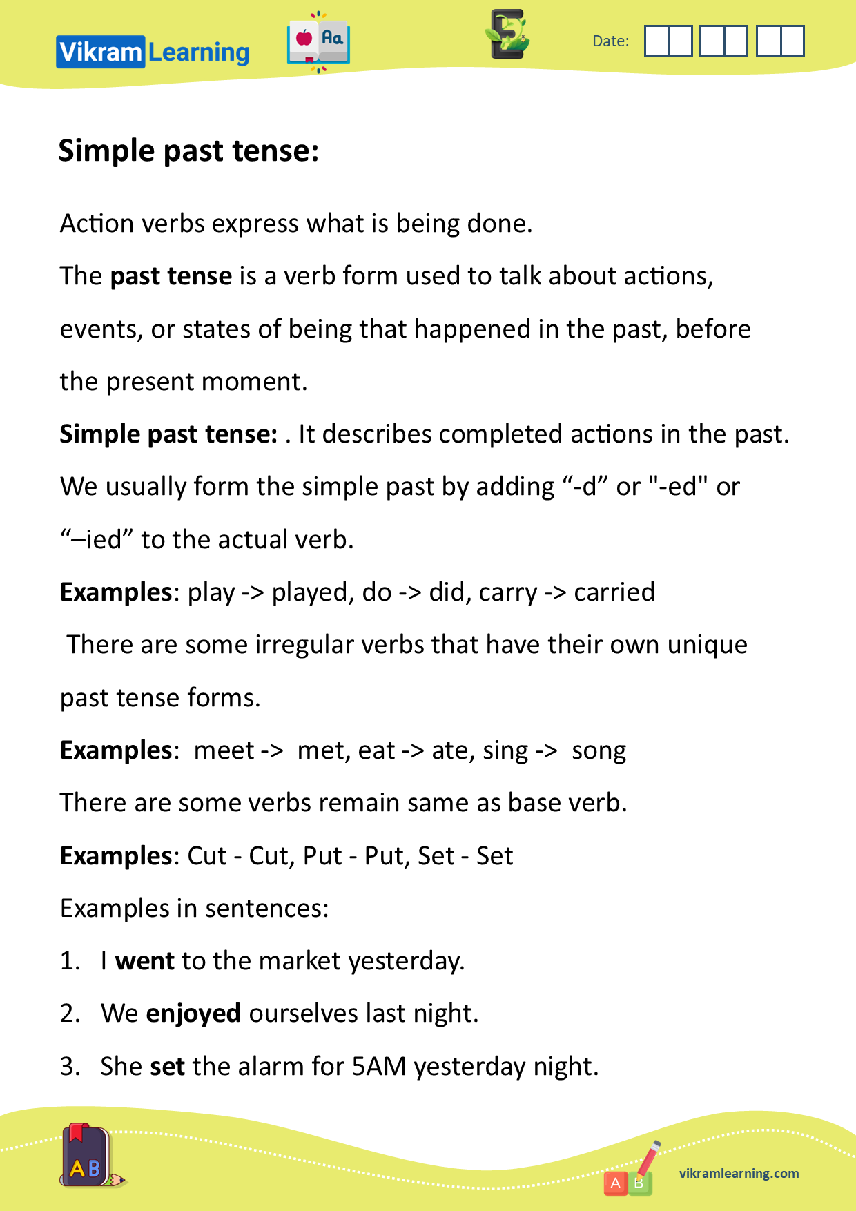 Download types of tenses:  explanation of simple preset tense explanation, present continuous tense, simple past tense with examples, worksheets on tenses worksheets