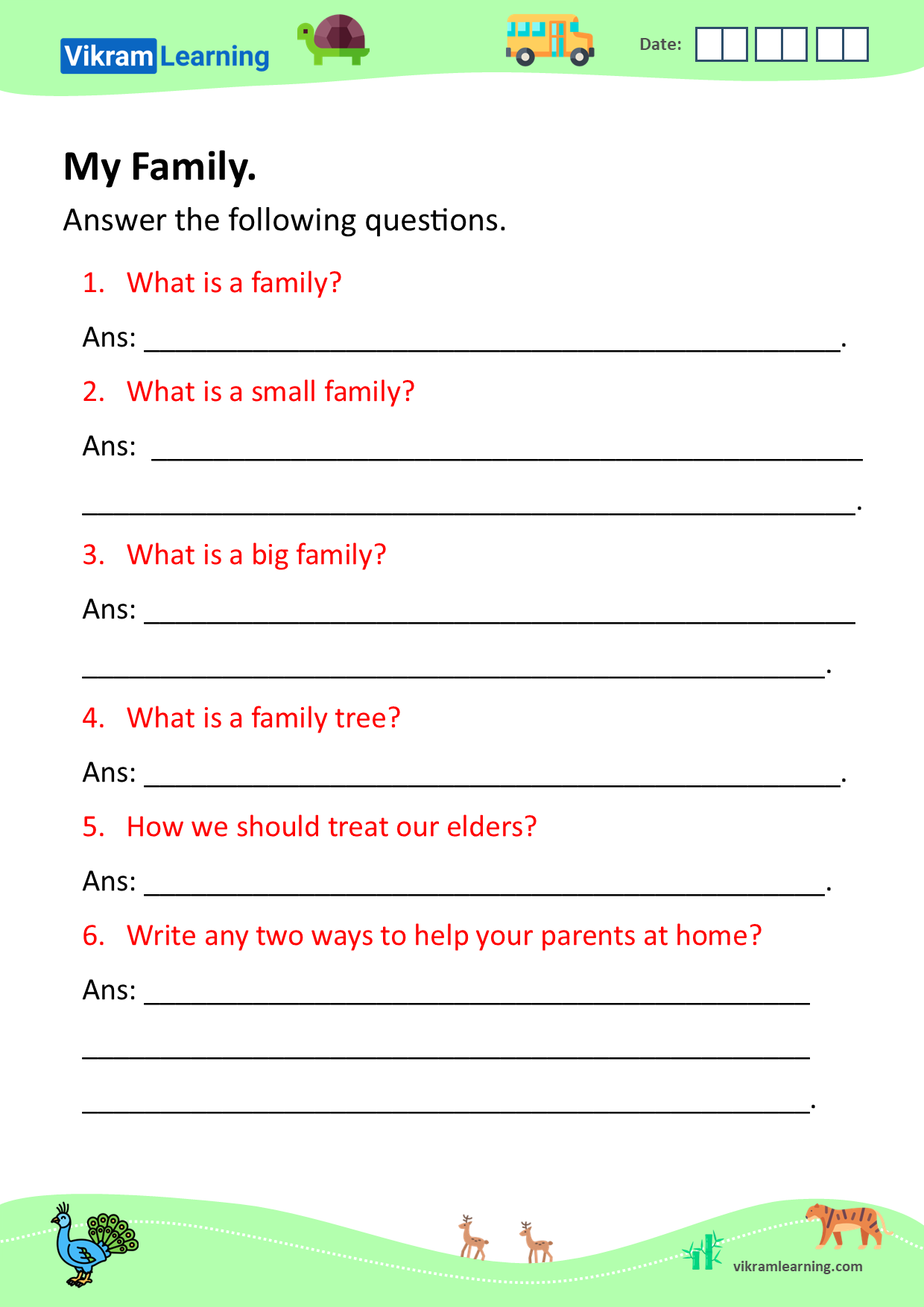 Download my family, types of families, and family tree worksheets