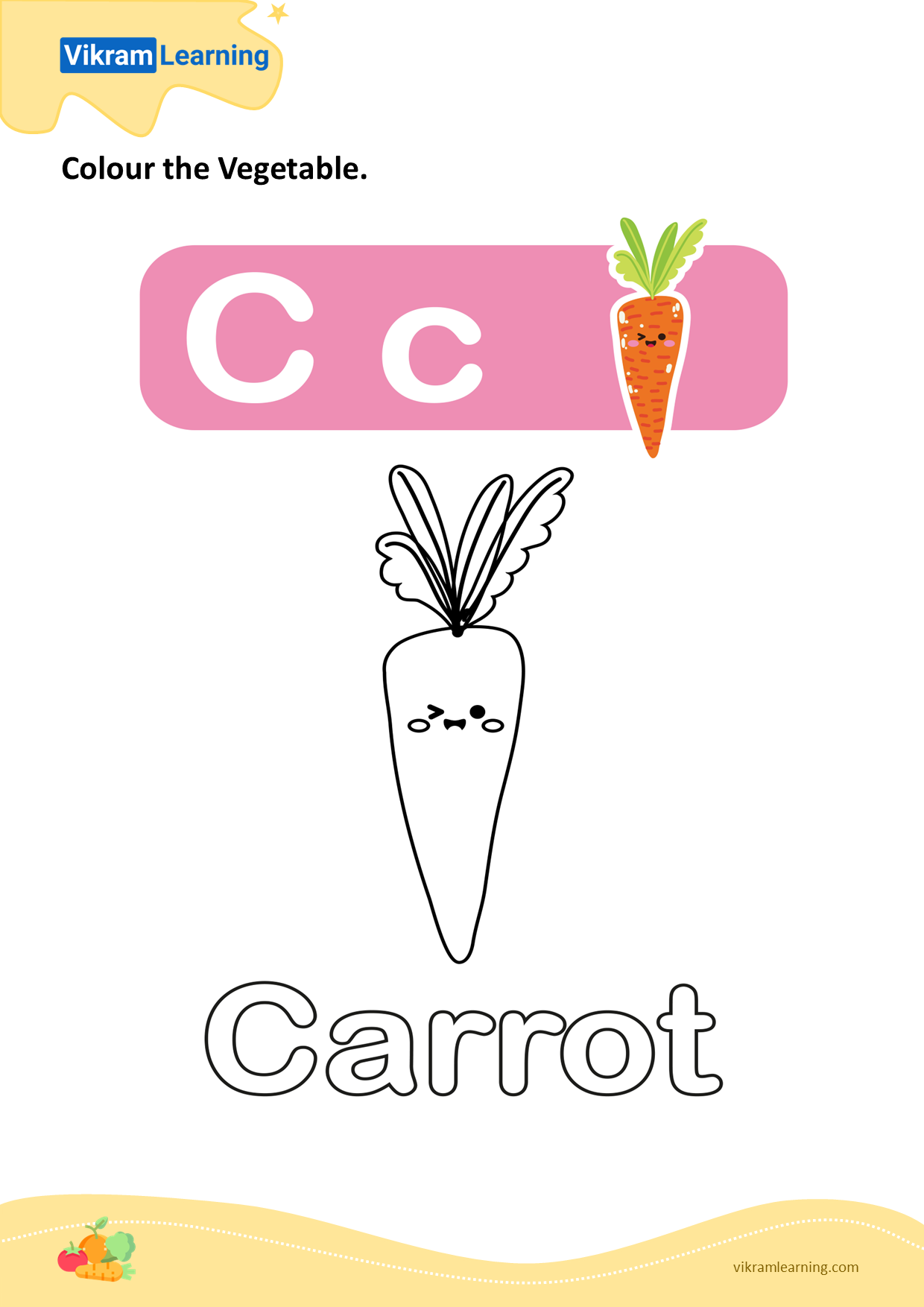 Download colour the vegetable - carrot worksheets