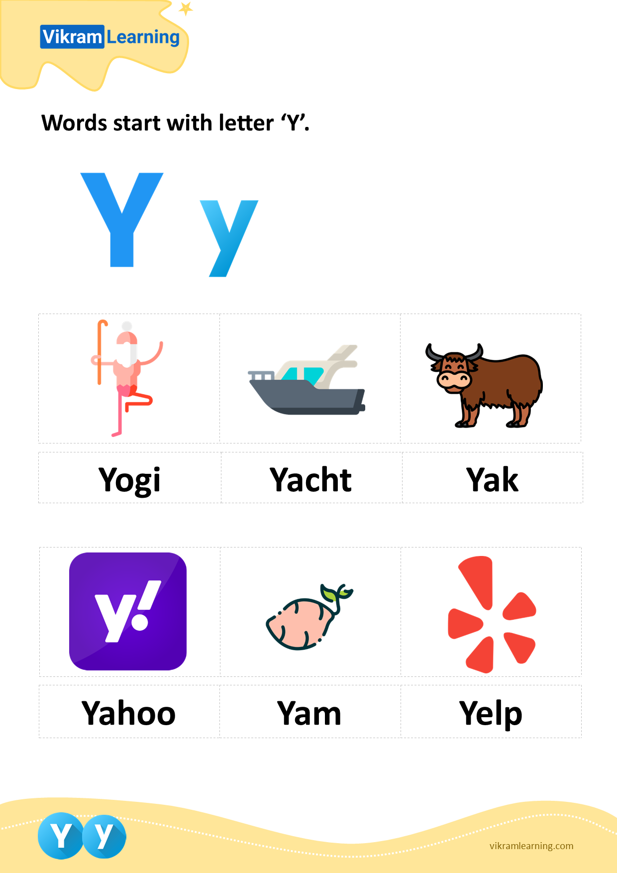 Download Words Start With Letter y Worksheets Vikramlearning