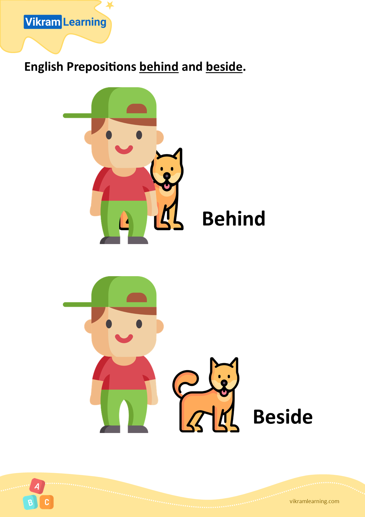 Download prepositions behind and beside worksheets