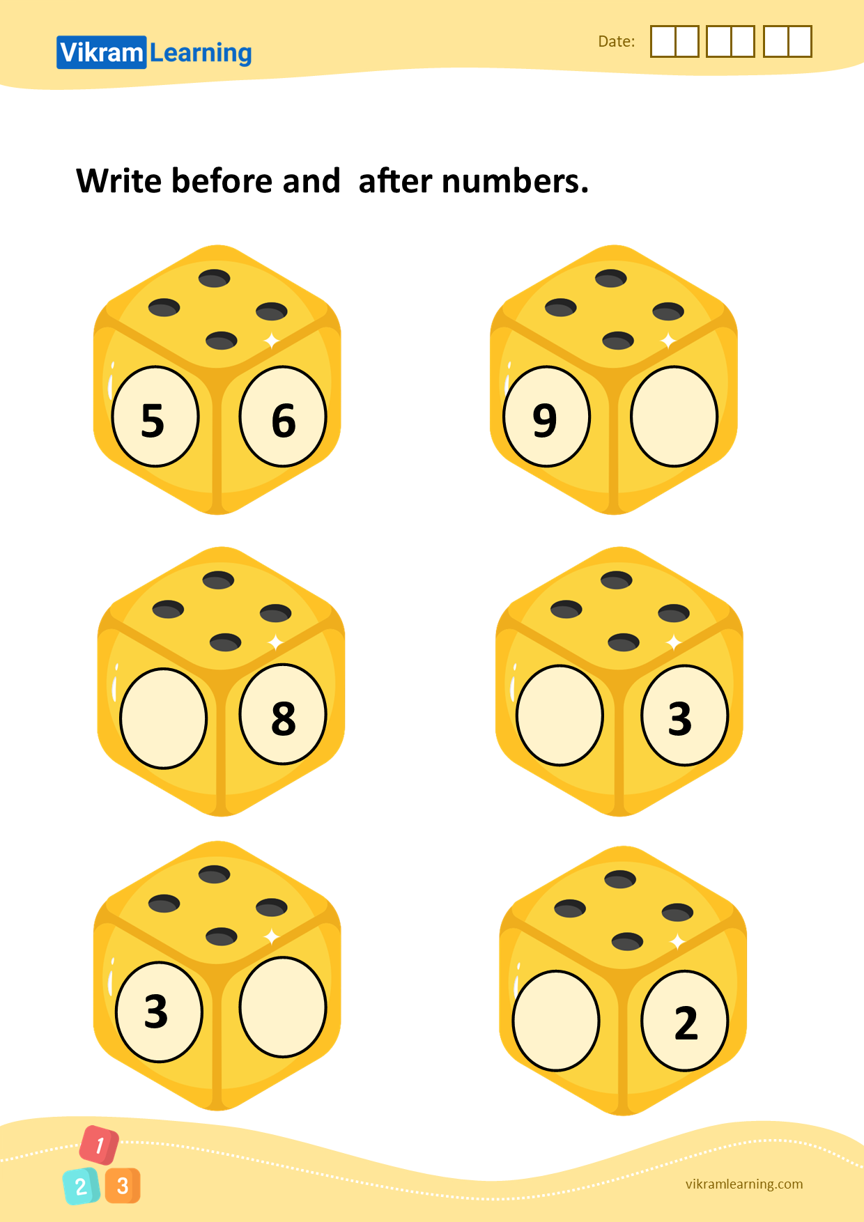 Download write before and  after numbers worksheets