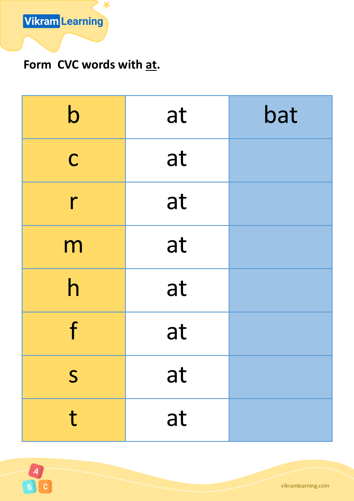 Download form cvc words with at worksheets