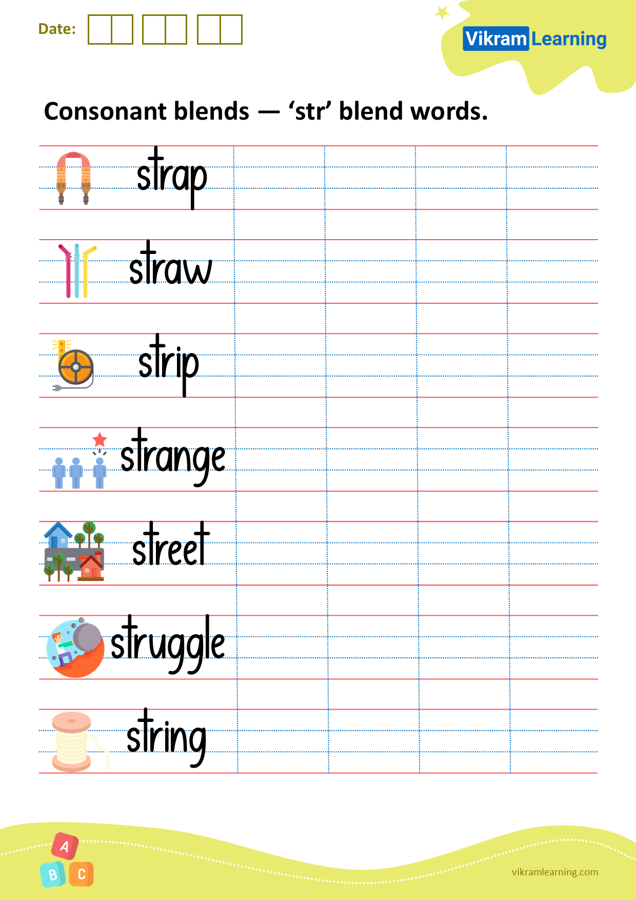 Download consonant blends str blend words worksheets